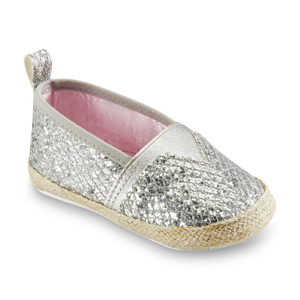 WonderKids Baby Girl's Silver Glitter Alpargata Shoe