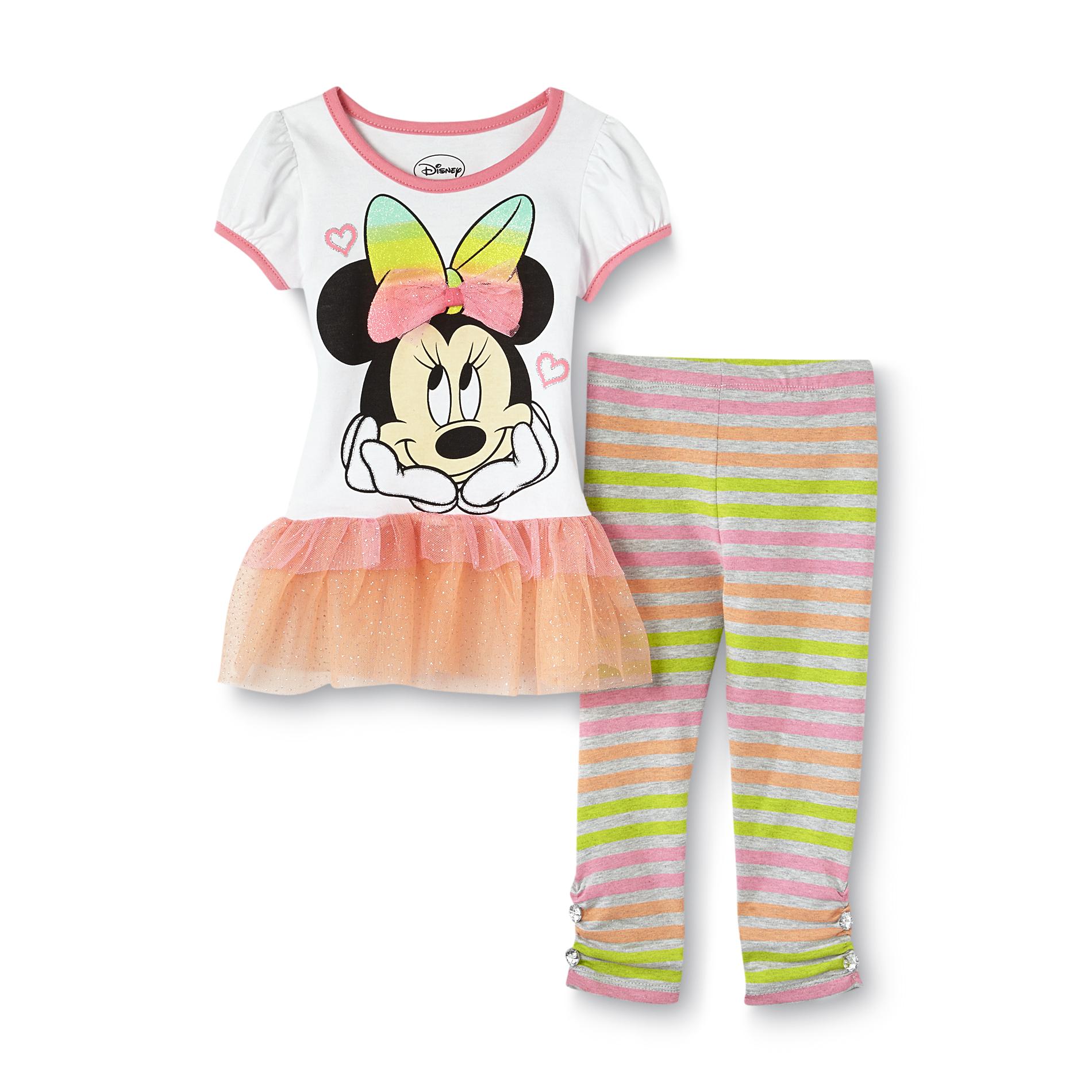 Disney Minnie Mouse Infant & Toddler Girl's Dress & Leggings - Neon Striped