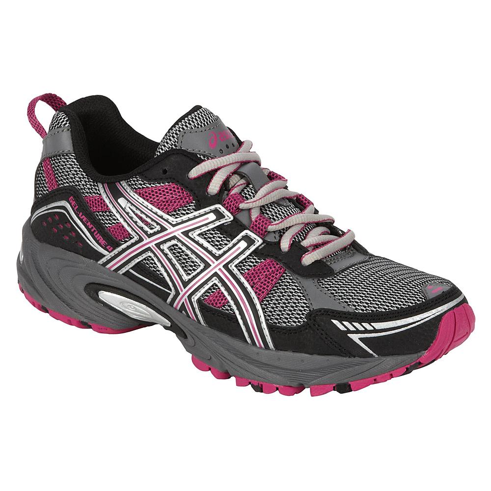ASICS Women's GEL-Venture Trail Running Athletic Shoe - Grey/Black/Pink