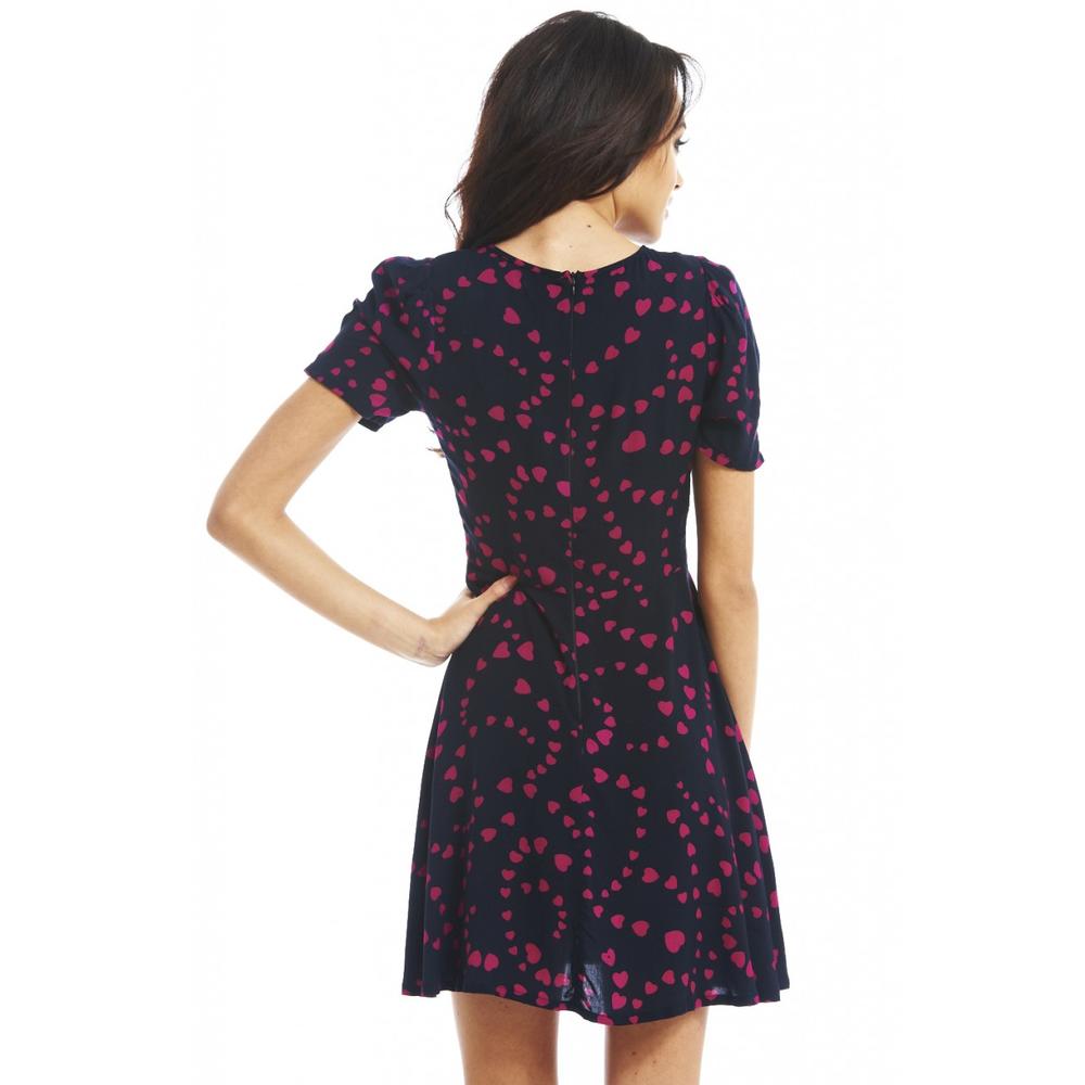 AX Paris Women&#8217;s Heart Print Cut Out Neck Dress - Online Exclusive