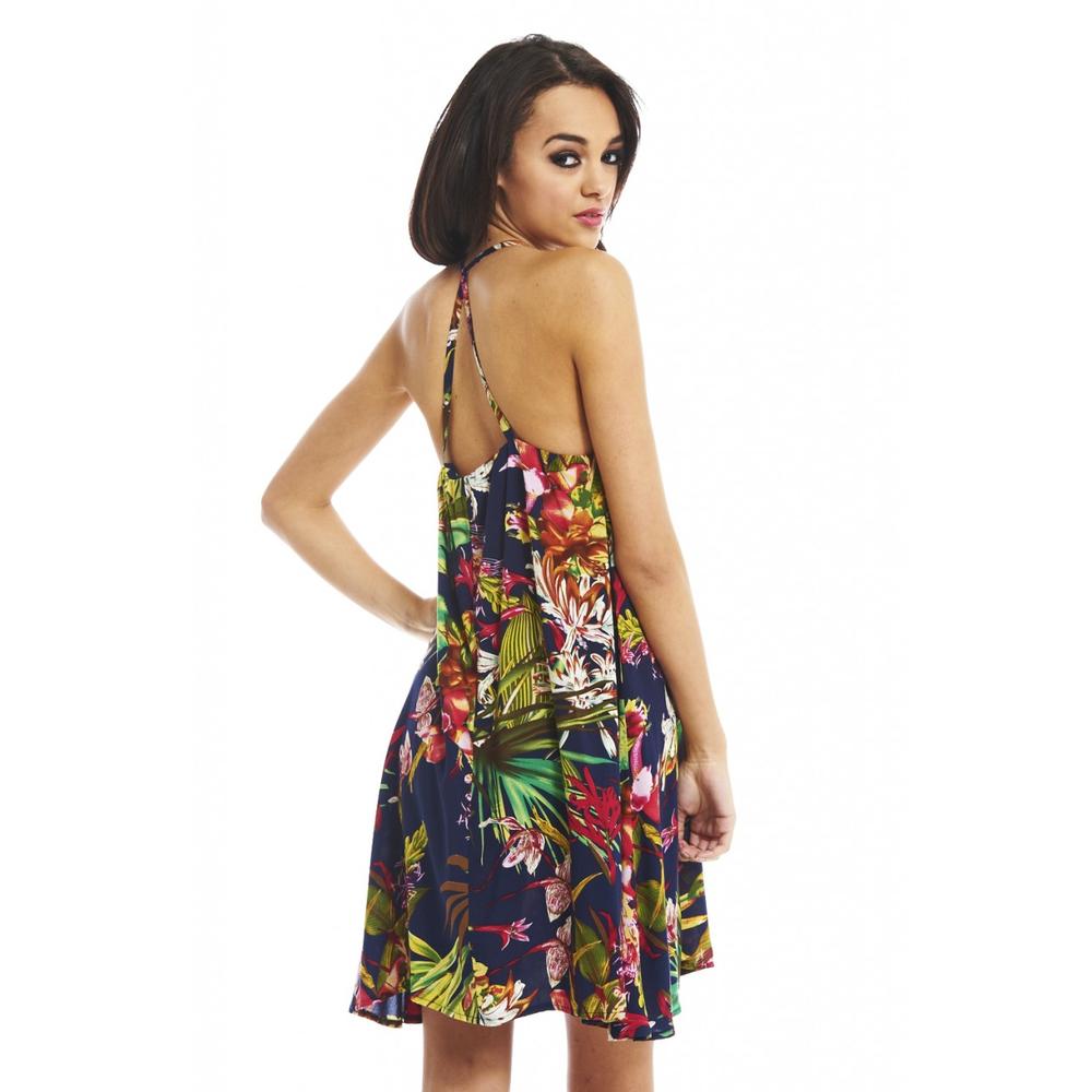 AX Paris Women&#8217;s Tropical Print Strappy Swing Dress - Online Exclusive