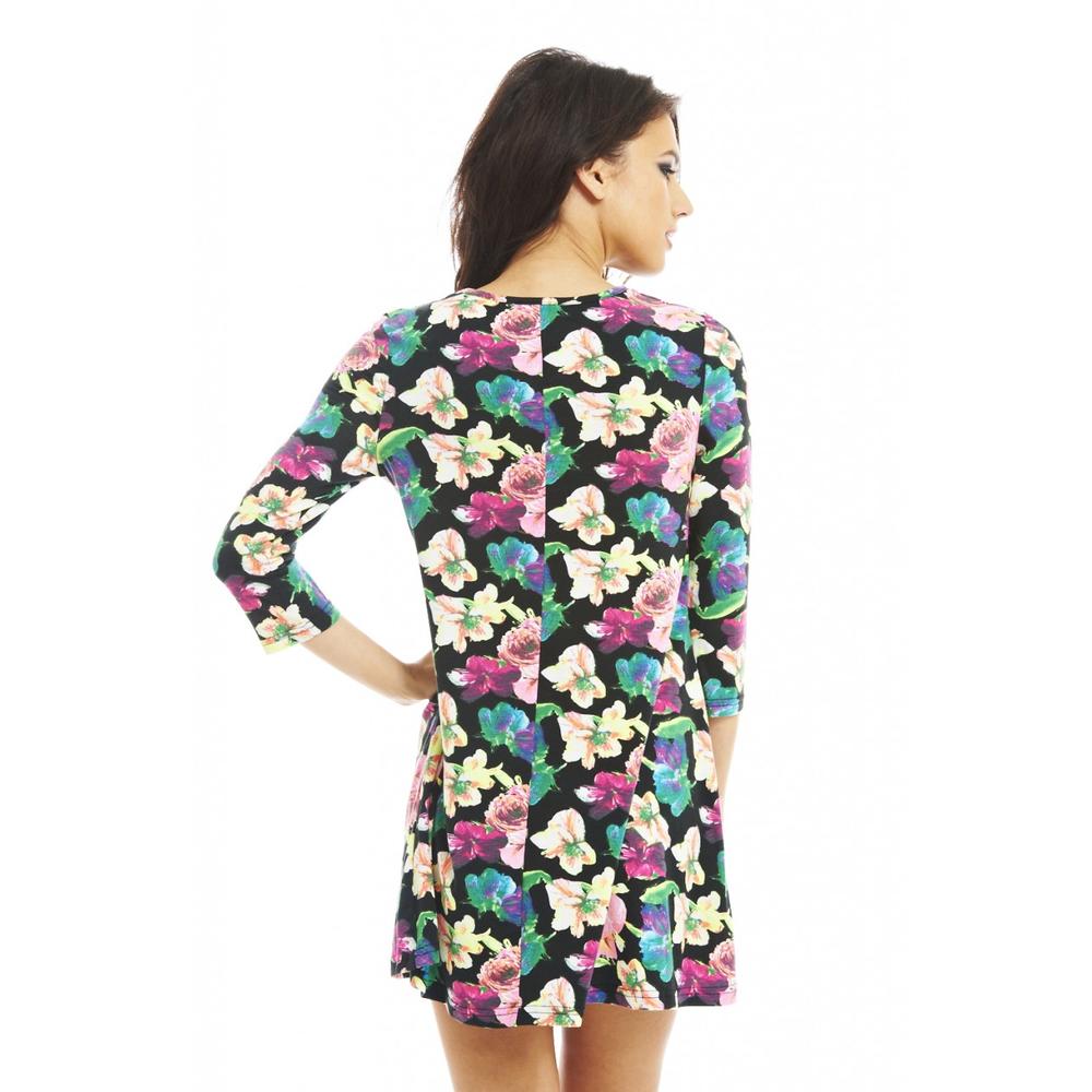 AX Paris Women&#8217;s Neon Floral Swing Dress  - Online Exclusive
