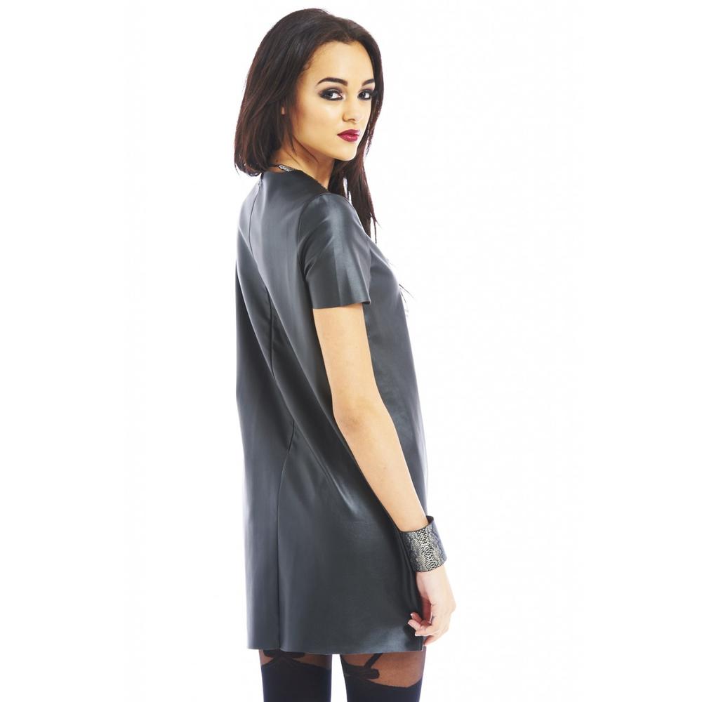 AX Paris Women&#8217;s Plain Faux Leather Smock Dress - Online Exclusive