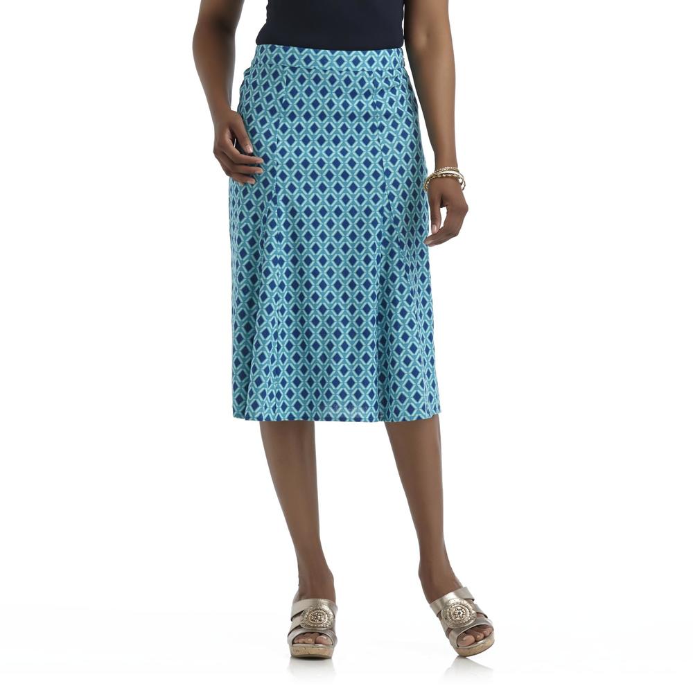 Jaclyn Smith Women's Linen Skirt - Geometric Print