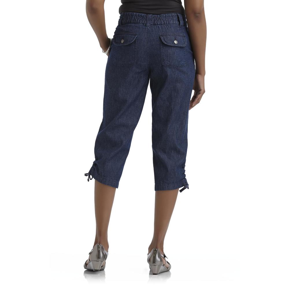 Basic Editions Women's Embroidered Twill Capris