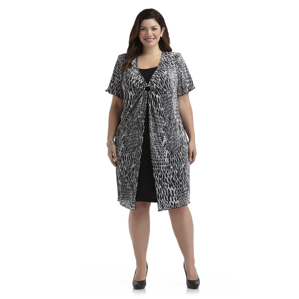 Connected Apparel Women's Plus Layered Look Dress