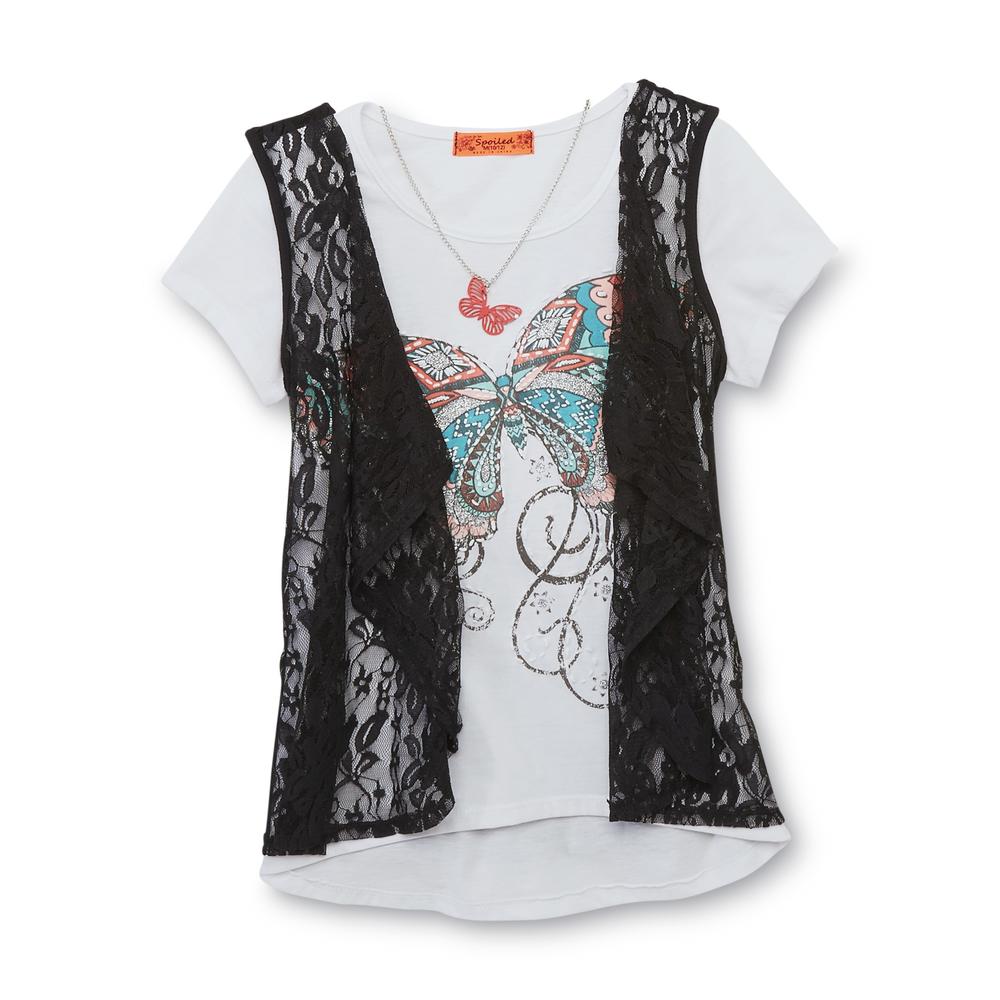 Mamba Girl's T-Shirt  Vest & Necklace - Butterfly