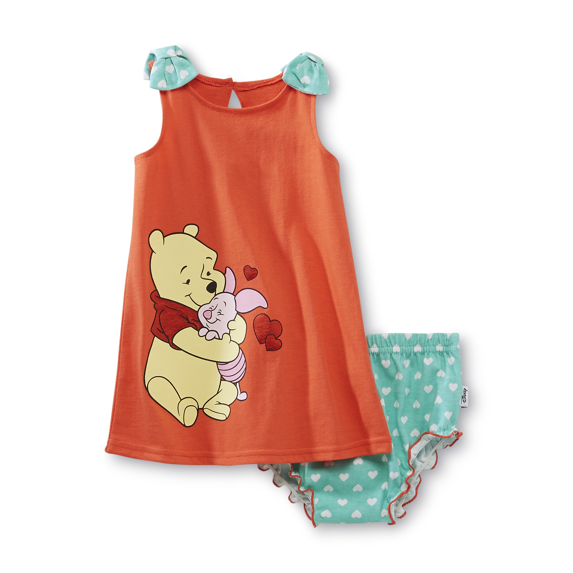 Disney Winnie The Pooh Newborn & Infant Girl's Dress & Diaper Cover