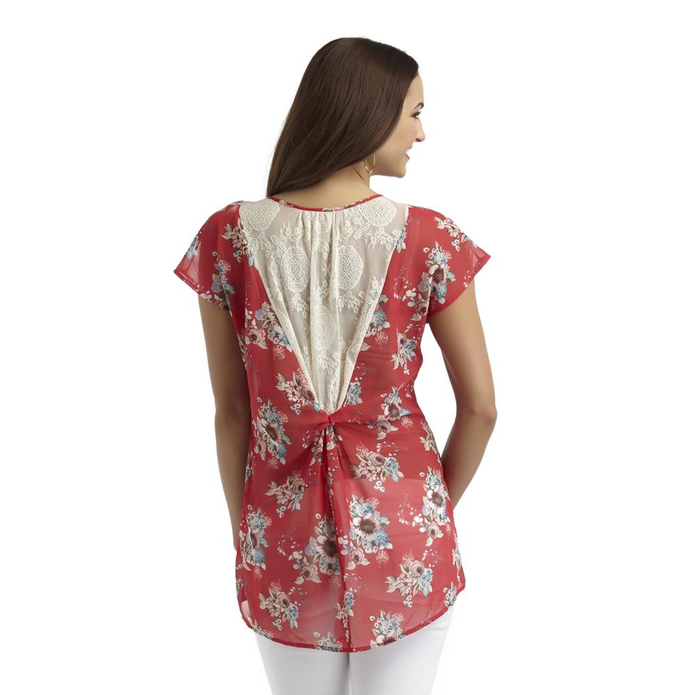 Metaphor Women's Lace-Back Tunic Top - Floral