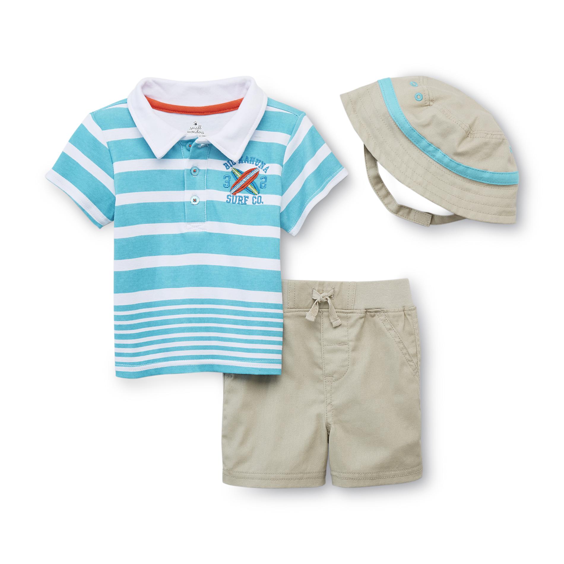 Small Wonders Newborn Boy's Polo Shirt  Shorts & Hat - Local Cutie