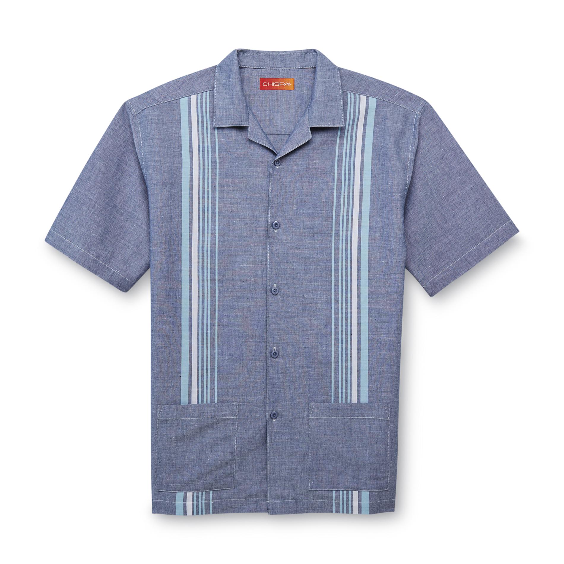 Chispa Men's Short-Sleeve Chambray Shirt - Vertical Stripes
