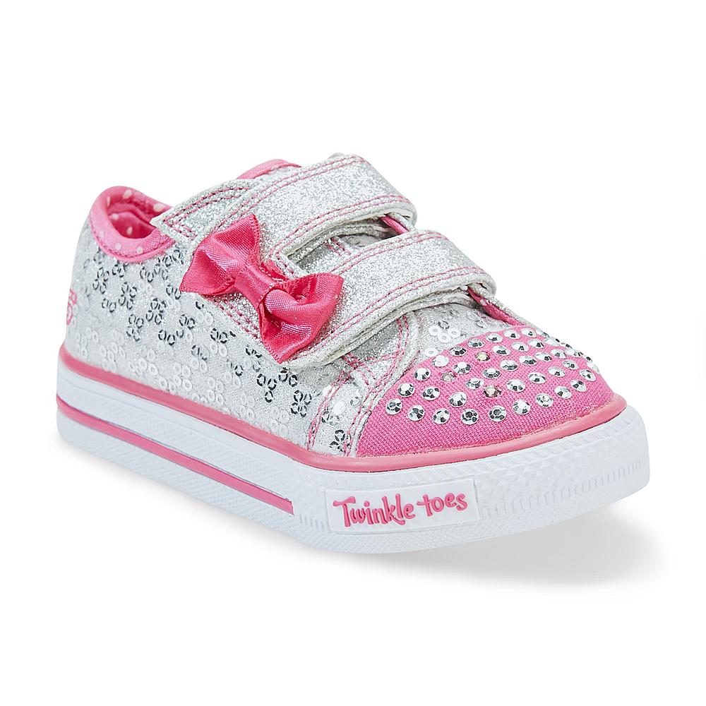 Skechers Toddler Girl's Sweet Steps Light Up Athletic Shoe - Silver/Pink