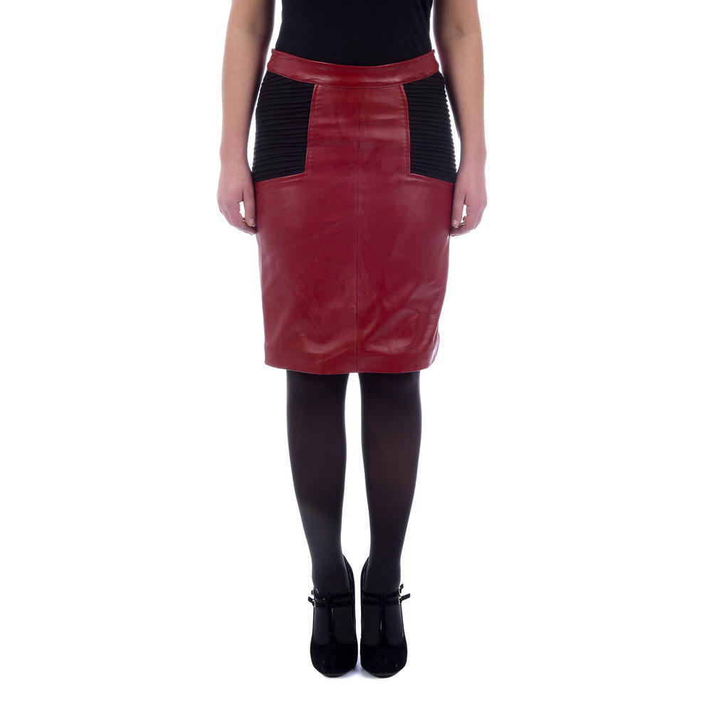 Excelled Women's Leather Skirt with Knit Inserts - Online Exclusive