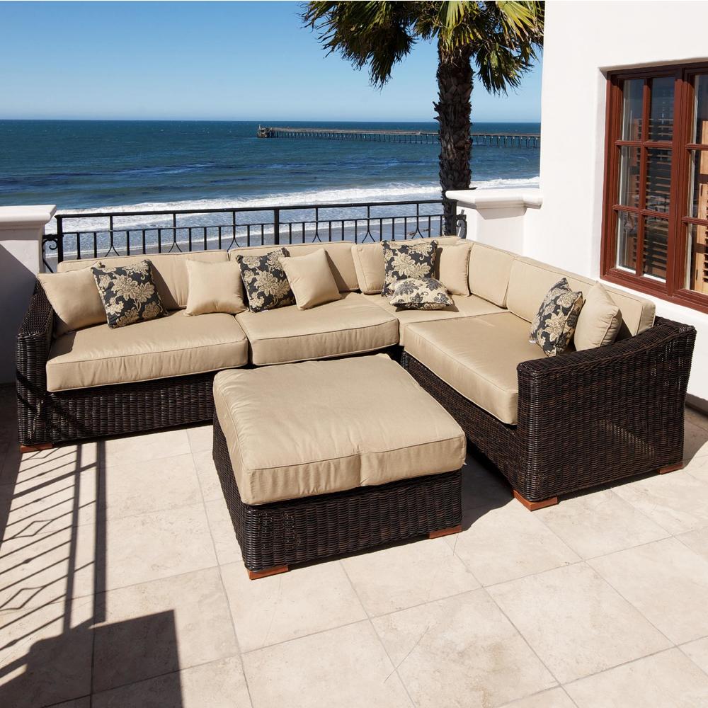 RST Brands Resort Collection&trade; 5 piece Modular Deep Seating & Ottoman Set in Espresso or Weathered Gray