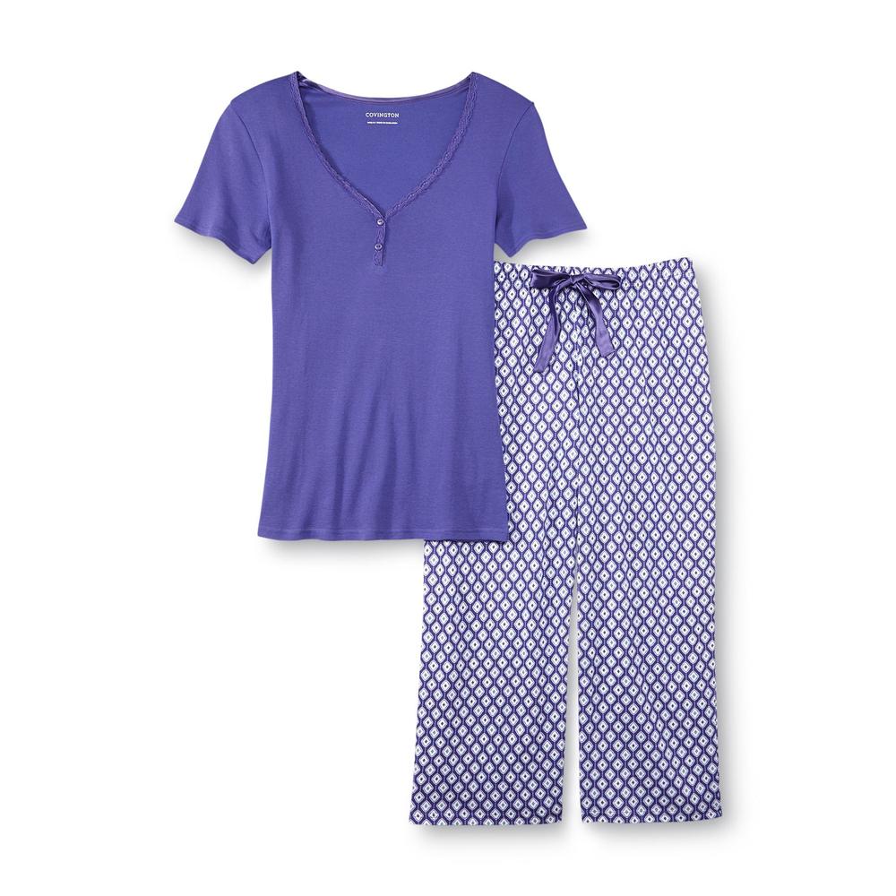 Covington Women's Short-Sleeve Pajama Top & Capris - Lattice