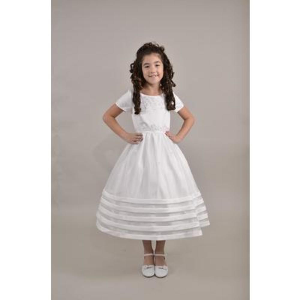 Sweetie Pie Collection Satin and Organza Communion Dress and First Communion Dress with Cap Sleeve