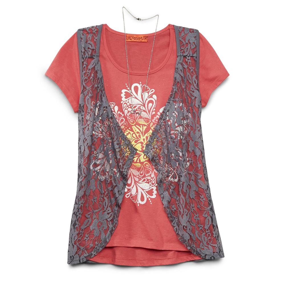 Mamba Girl's T-shirt  Vest & Necklace - Floral