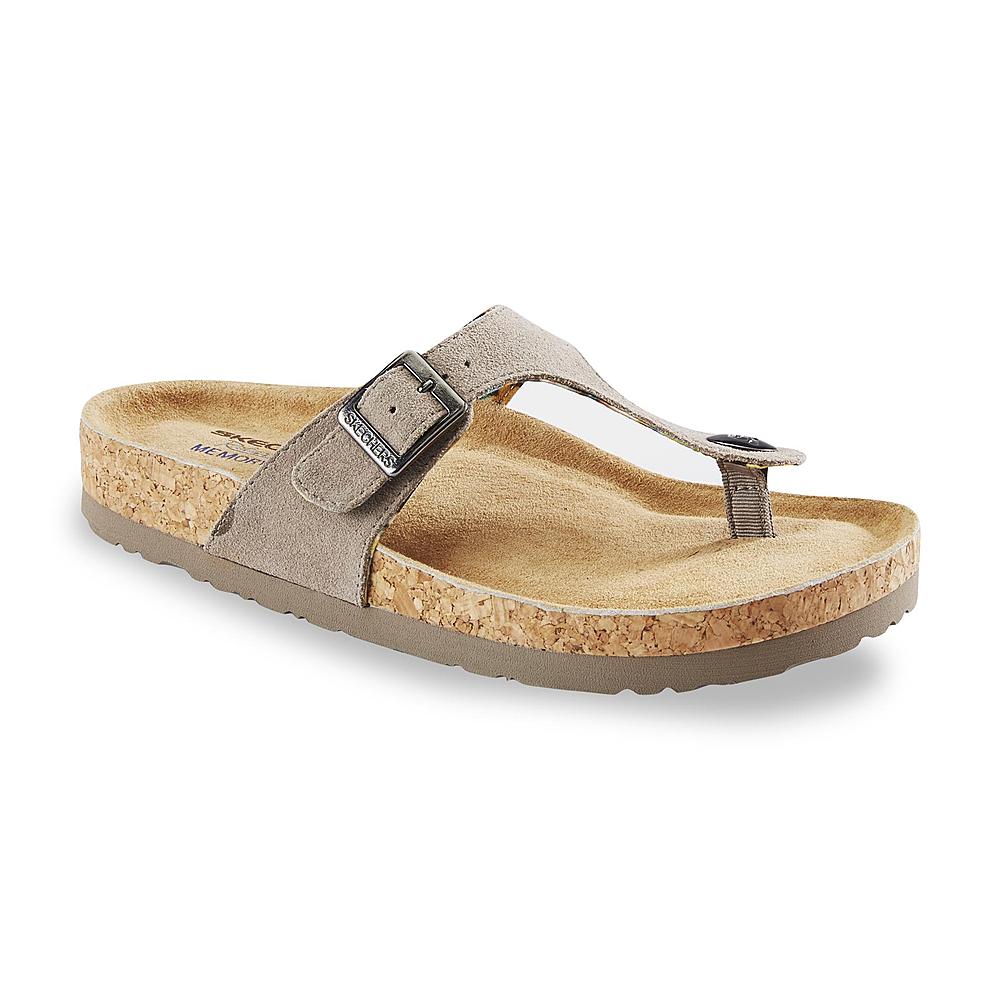 Skechers Women's Relaxed Fit S Stud Taupe Thong Sandal