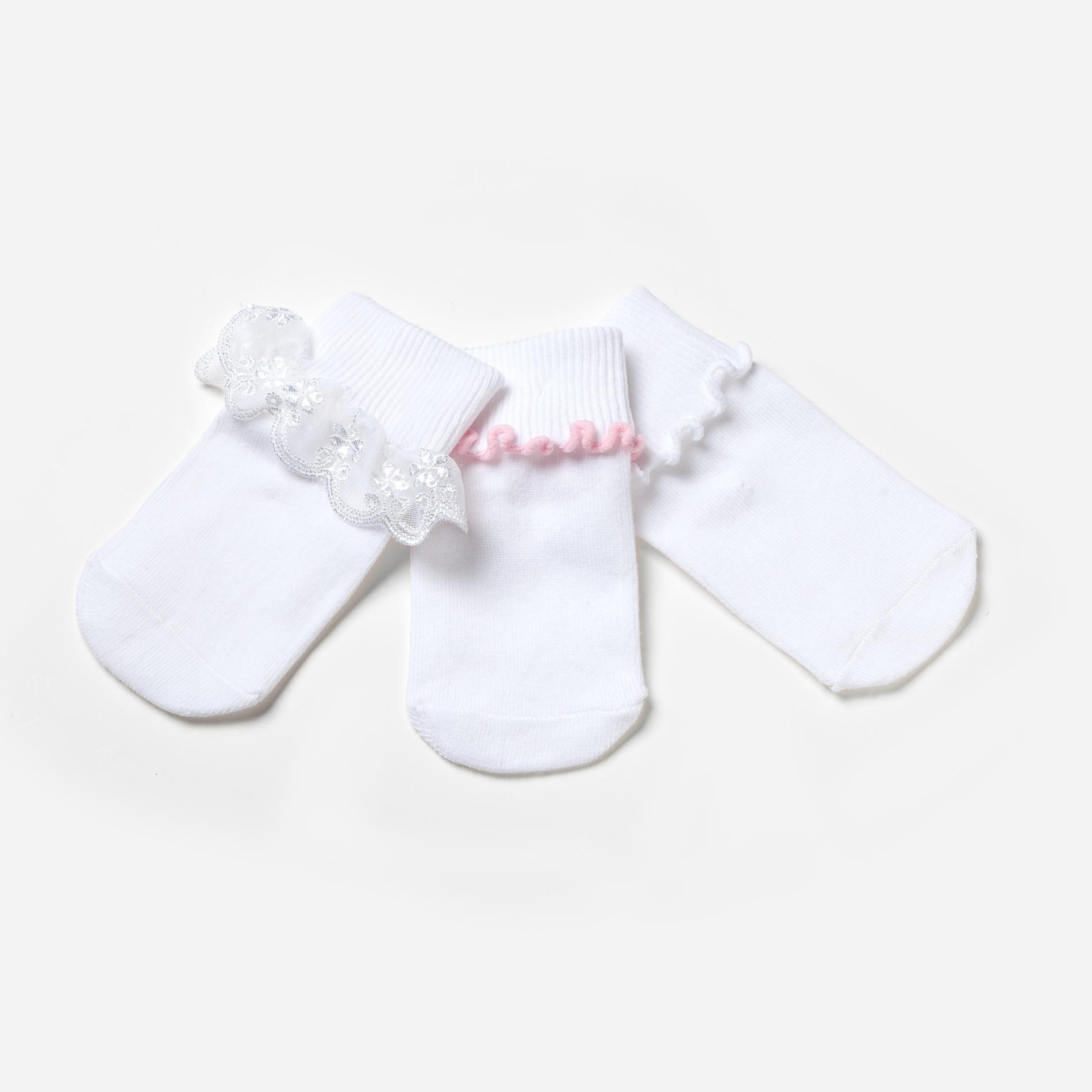WonderKids Baby Girls&#8217; Ruffled Socks 3 Pack