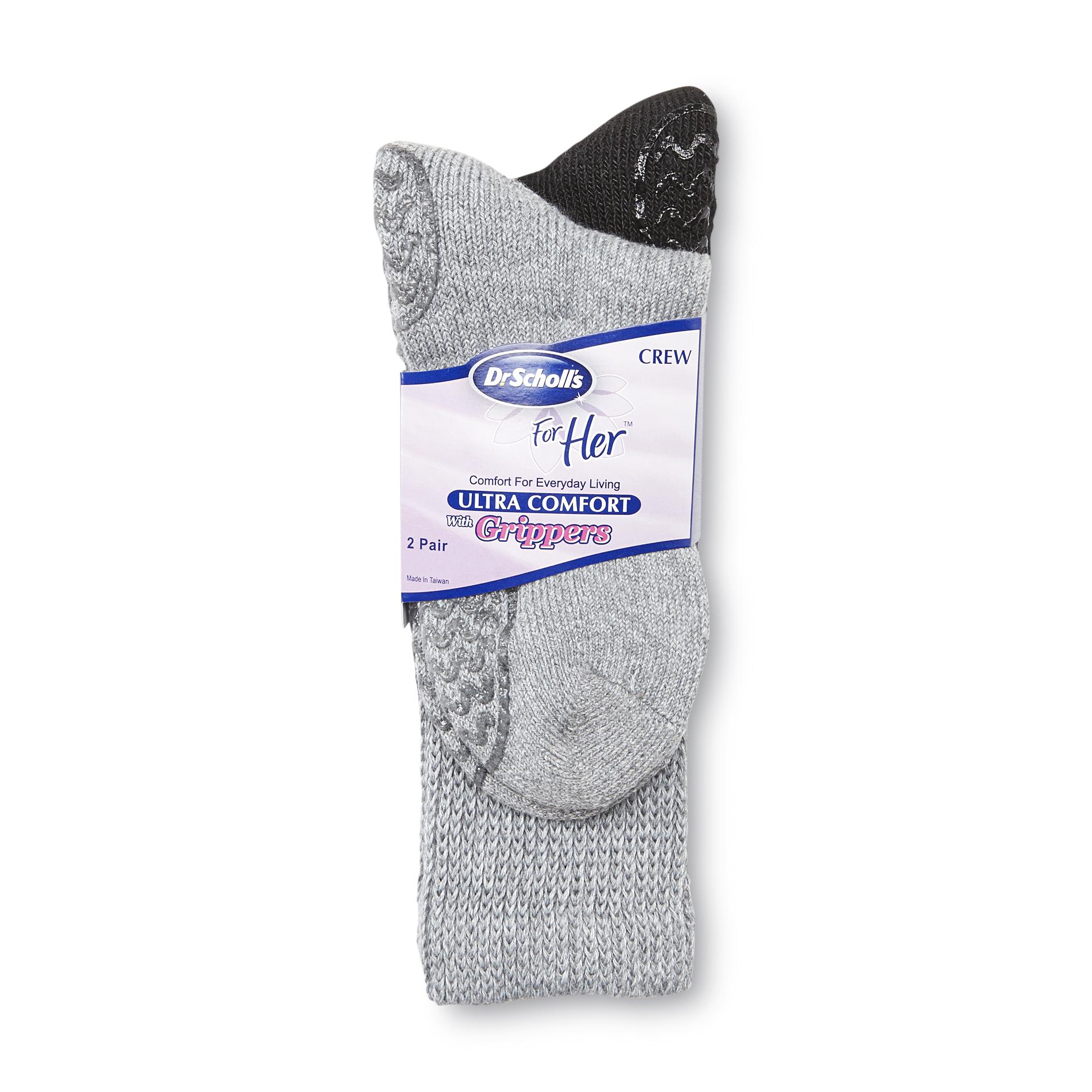 Dr. Scholl's Women's 2Pairs Crew Cut Gripper Socks