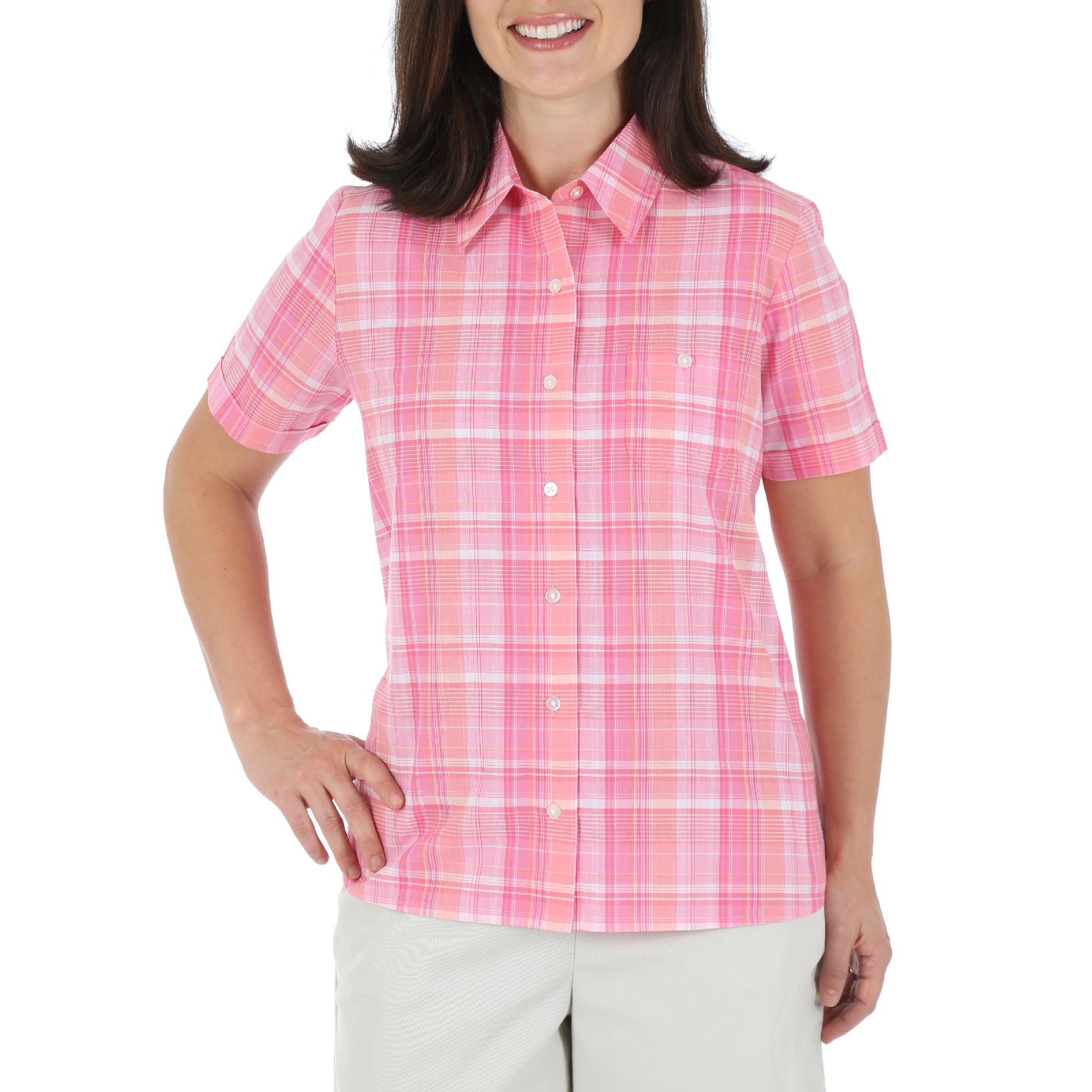 Chic Women's Plus Short-Sleeve Shirt - Plaid