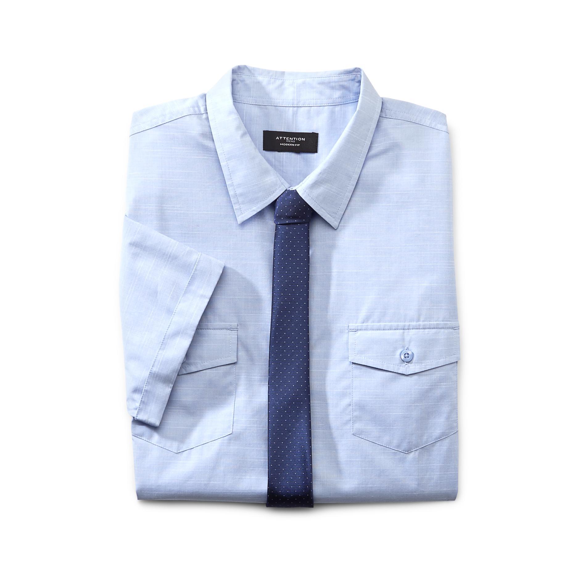 Attention Men's Short-Sleeve Dress Shirt & Tie