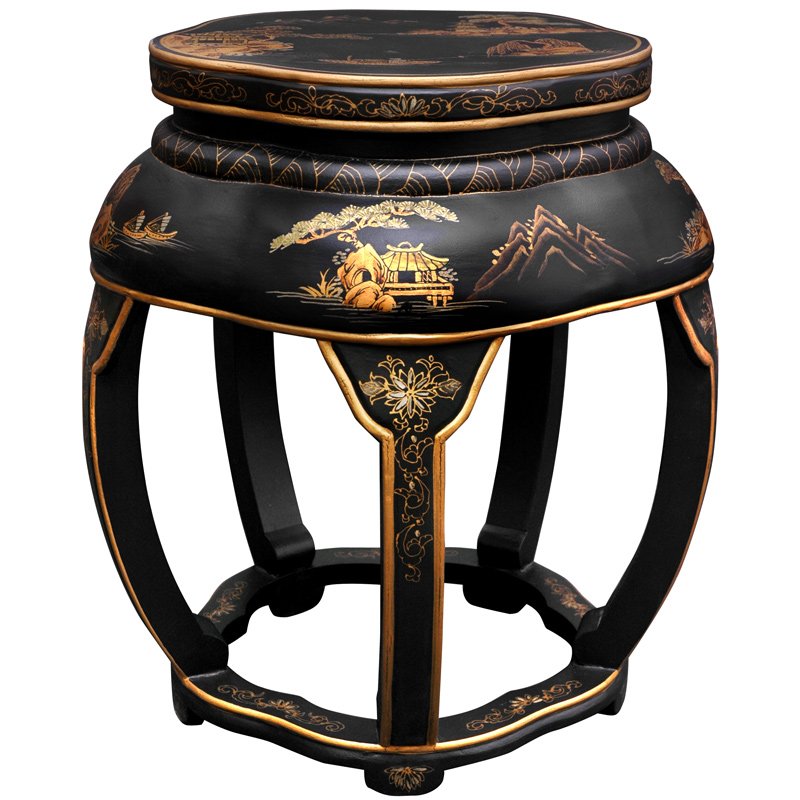 Oriental Furniture Lacquer Blossom Stool
