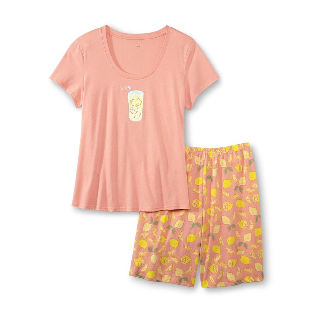 Pink K Women's Pajama Top & Bermuda Shorts - Lemonade
