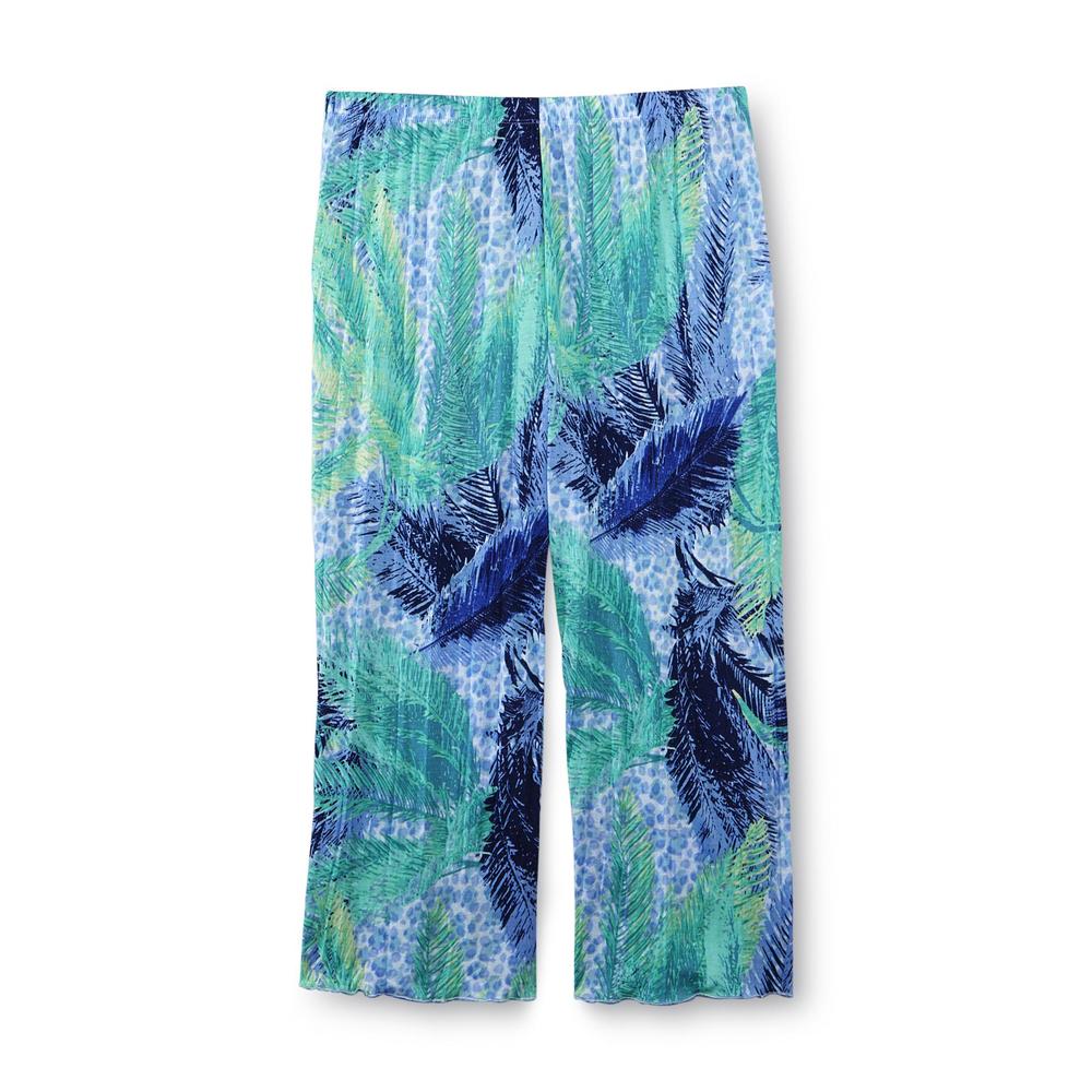 Jaclyn Smith Women's Crinkle Pajama Top & Capri Pants - Fern