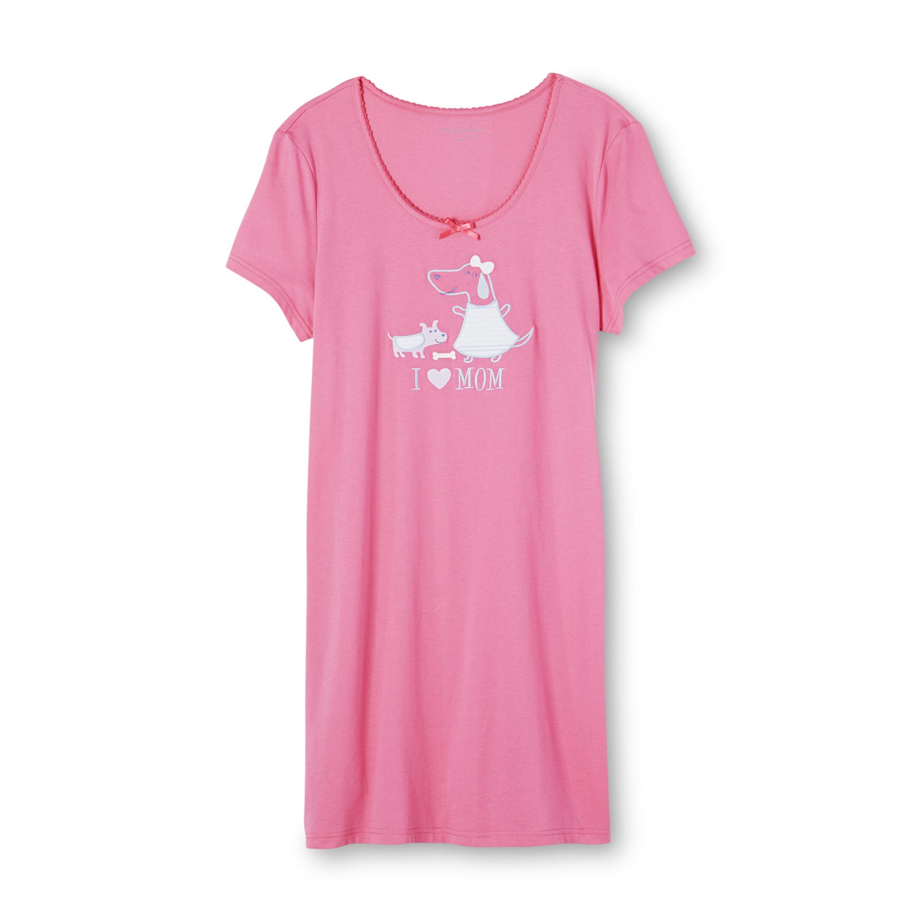 Pink K Women's Sleep Shirt - Dog