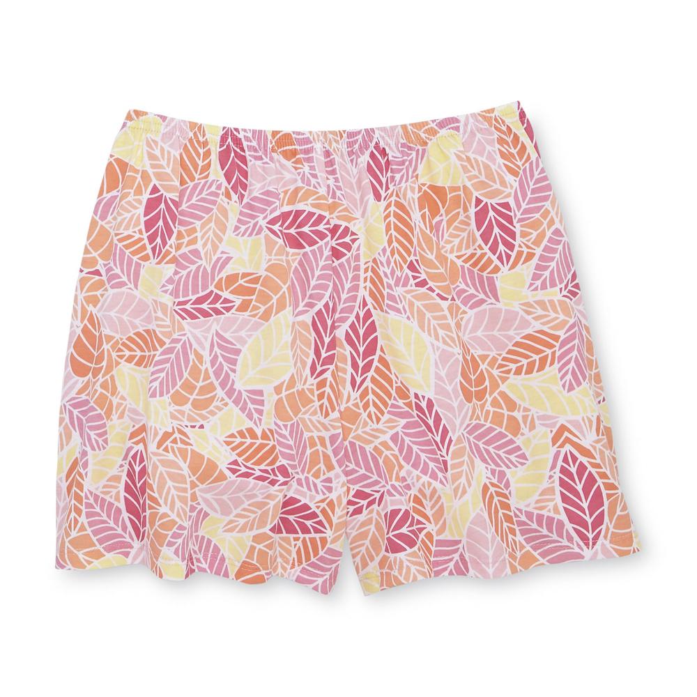 Pink K Women's Pajama Tank Top & Shorts - Leaves