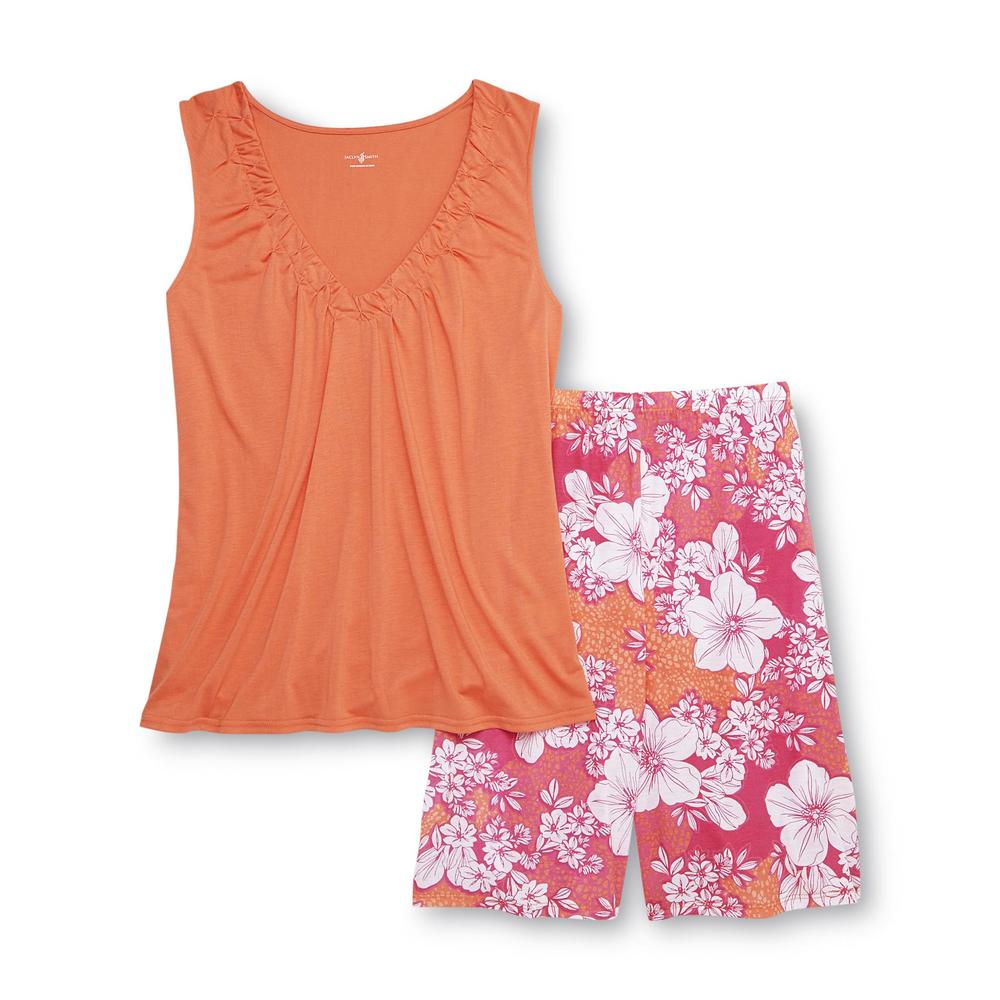 Jaclyn Smith Women's Pajama Top & Bermuda Shorts - Floral Print