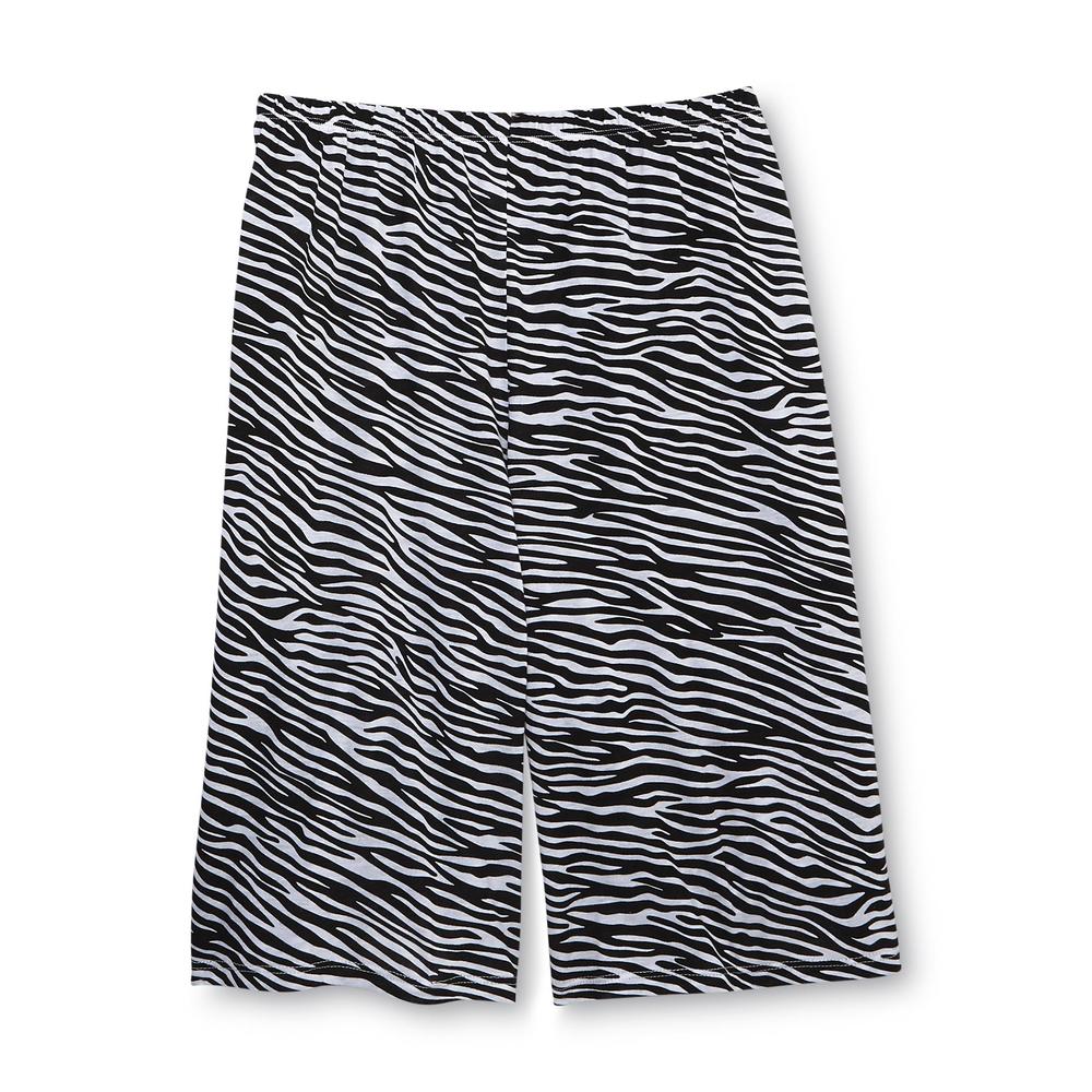 Jaclyn Smith Women's Pajama Top & Bermuda Shorts - Zebra Striped