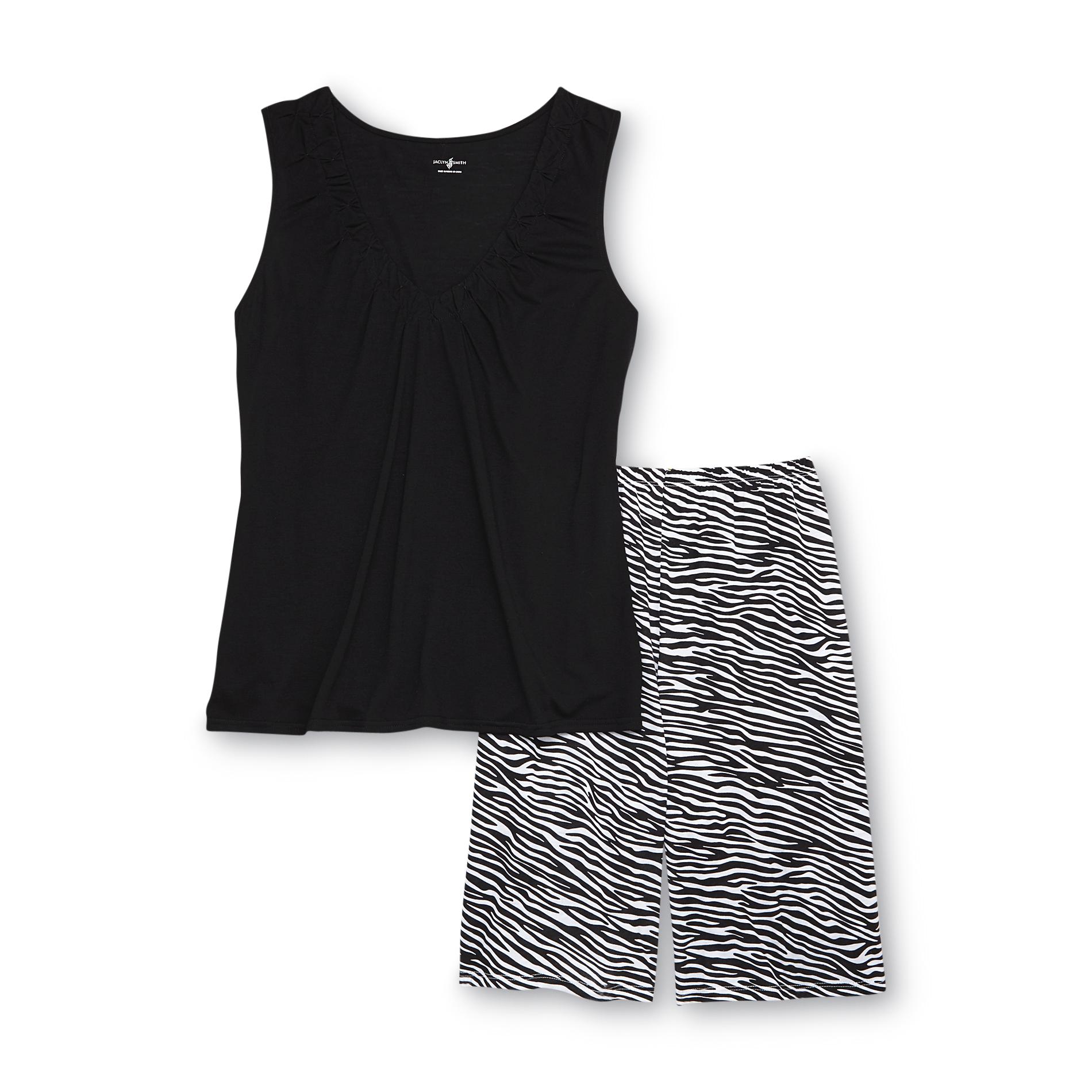 Jaclyn Smith Women's Pajama Top & Bermuda Shorts - Zebra Striped