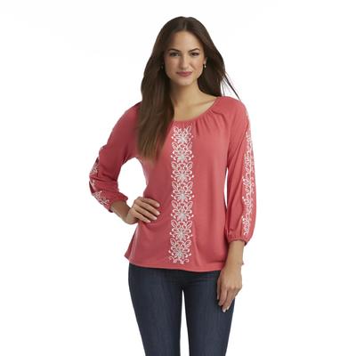Canyon River Blues Women's Embroidered Peasant Top