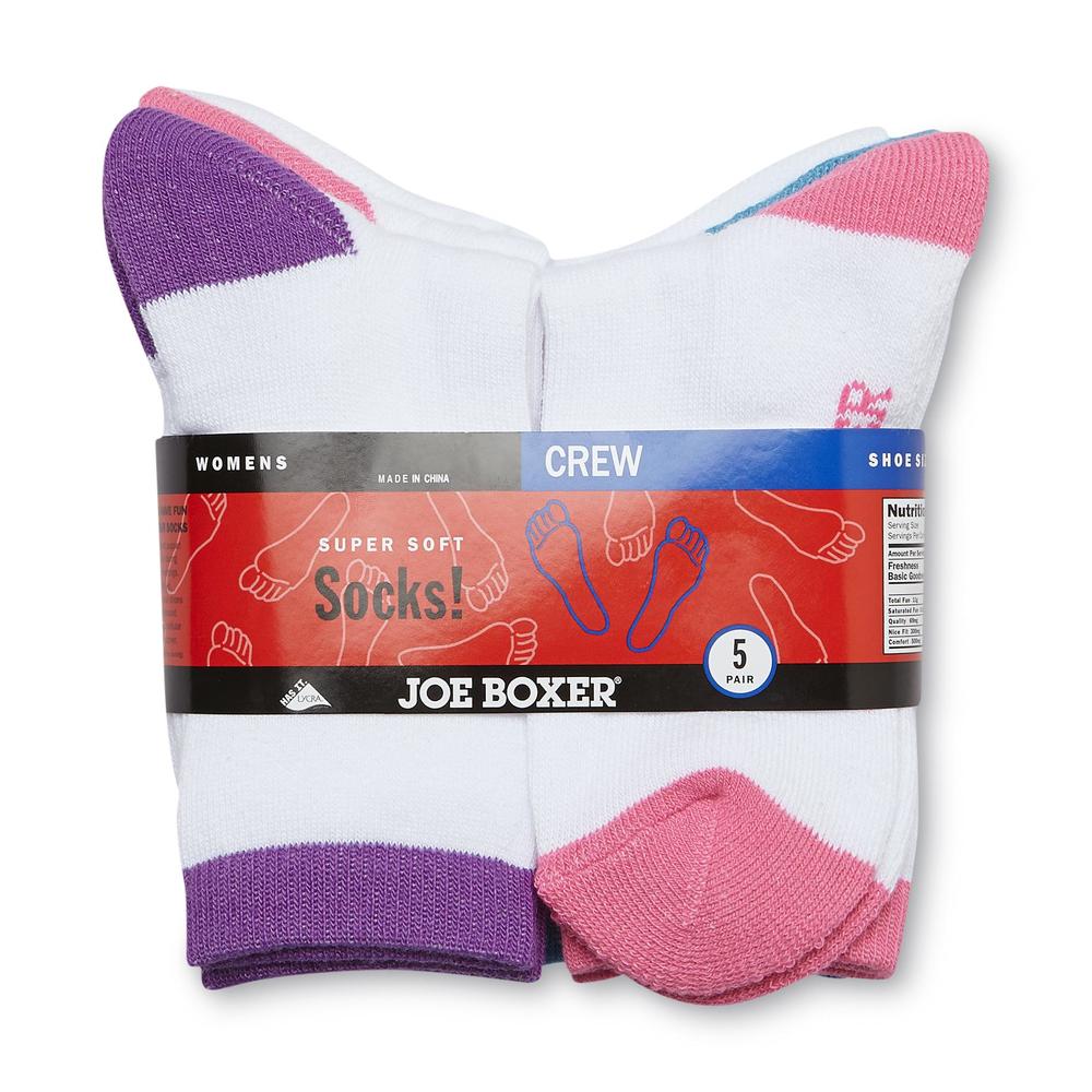 Joe Boxer Women's 5-Pairs Crew Socks