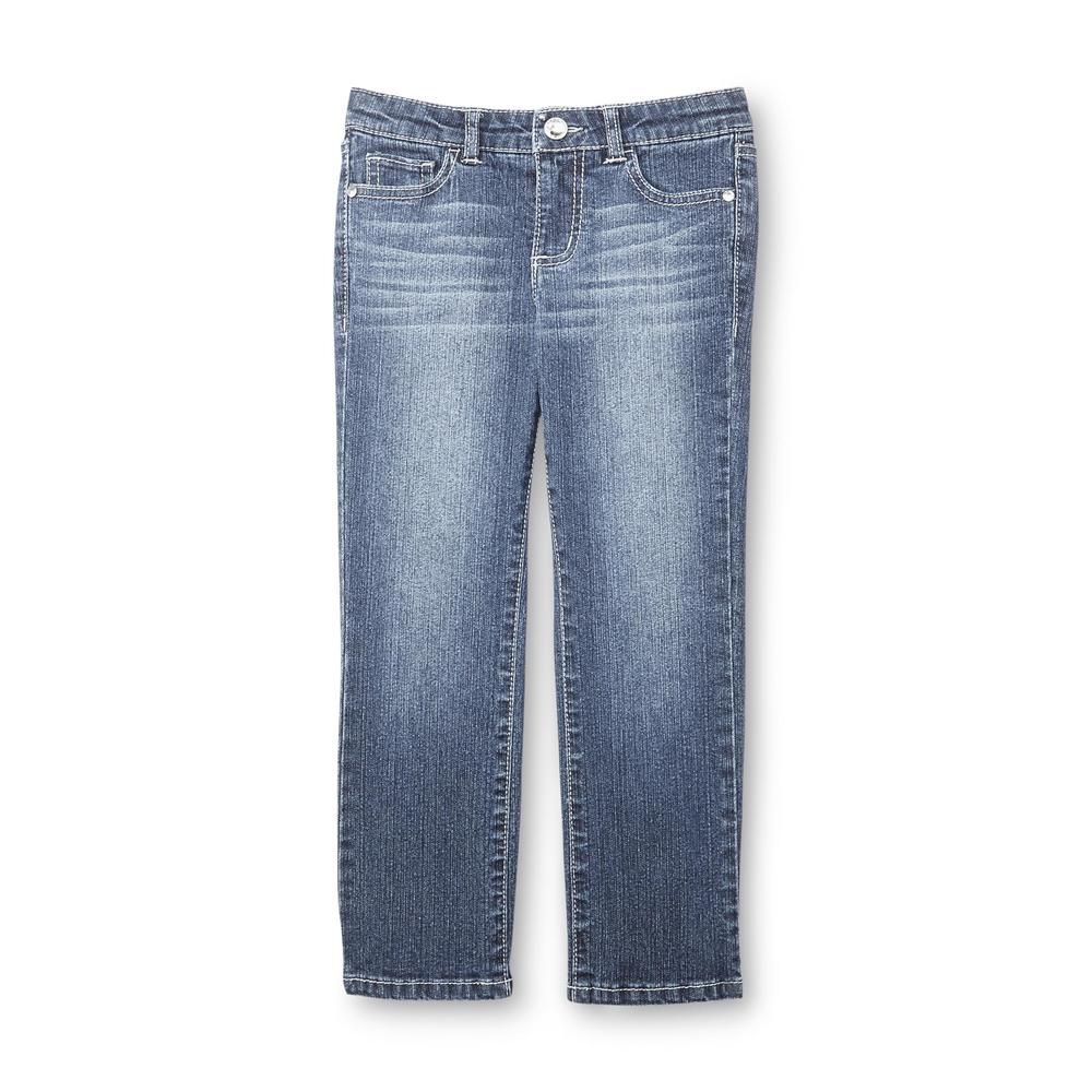 Toughskins Girl's Embellished Straight Leg Jeans - Metallic Bow