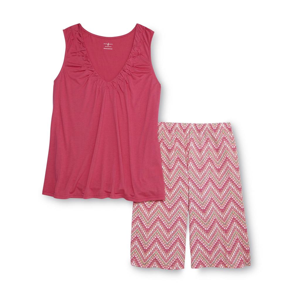 Jaclyn Smith Women's Pajama Top & Bermuda Shorts - Zigzag Print