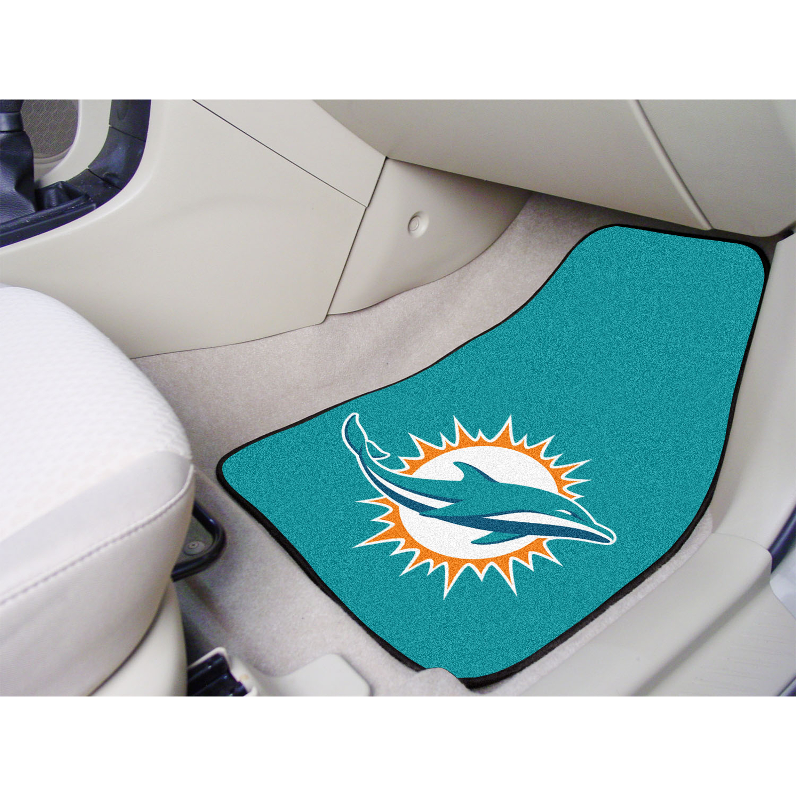 National Football League Miami Dolphins 2-piece Carpeted Car Mats 18" x 27"