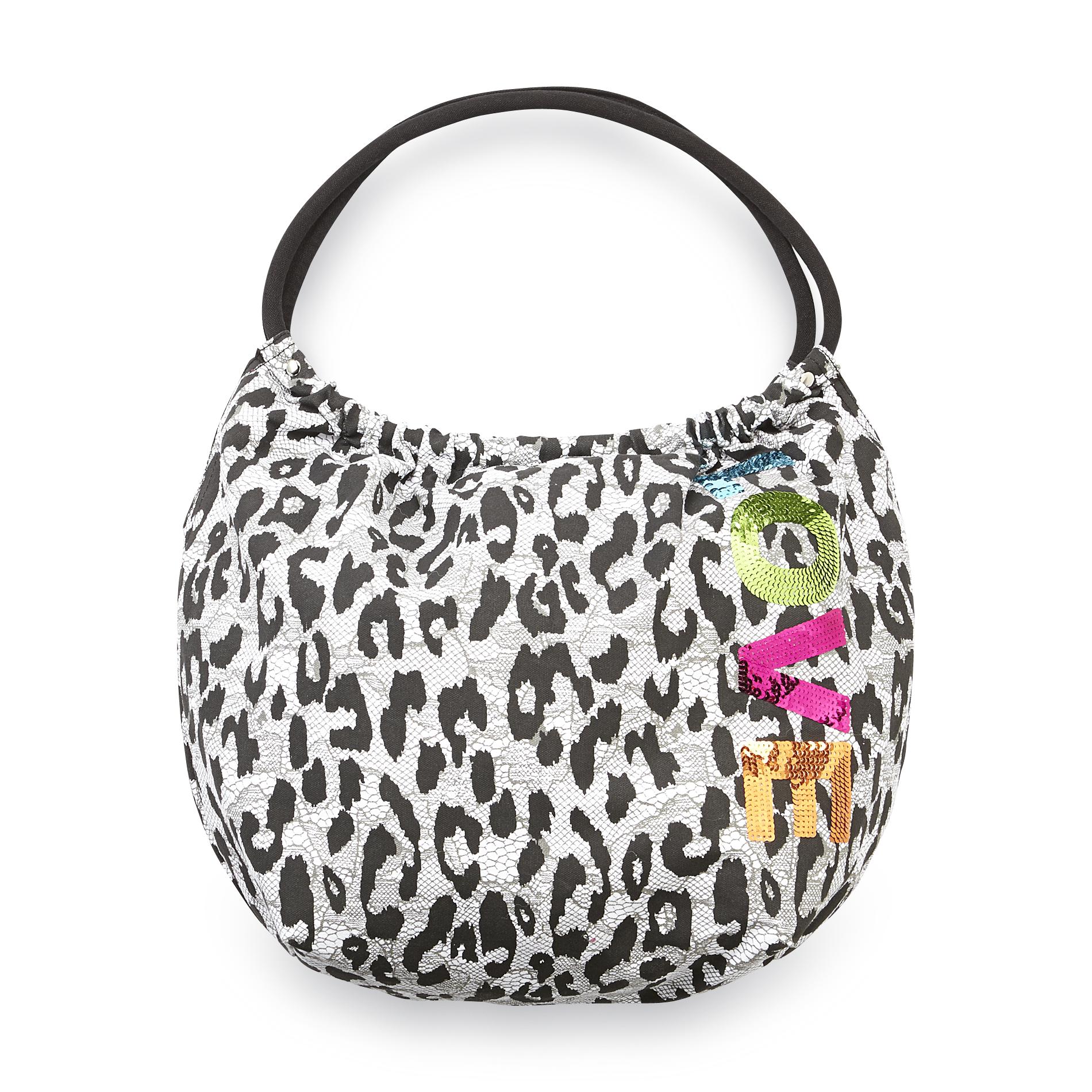Joe Boxer Junior's Animal Print Canvas Hobo Bag Love