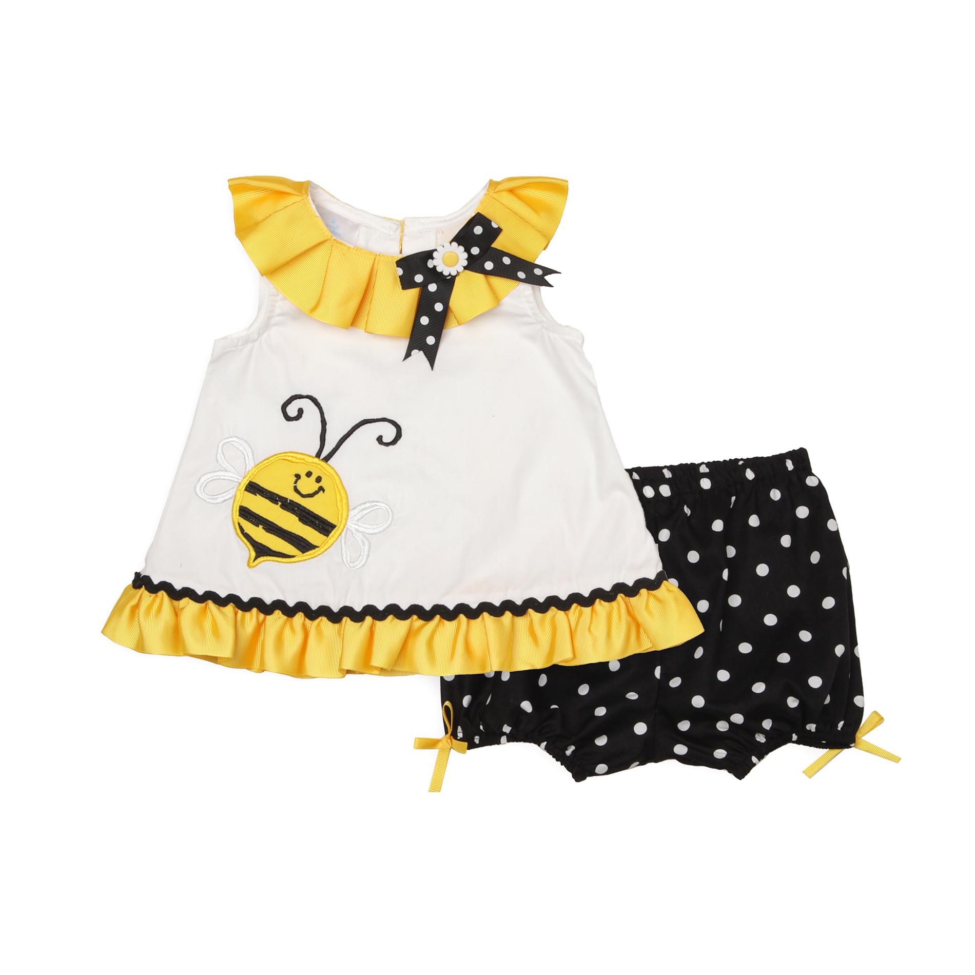 Small Wonders Newborn Girl's Tunic Top & Diaper Cover - Bee