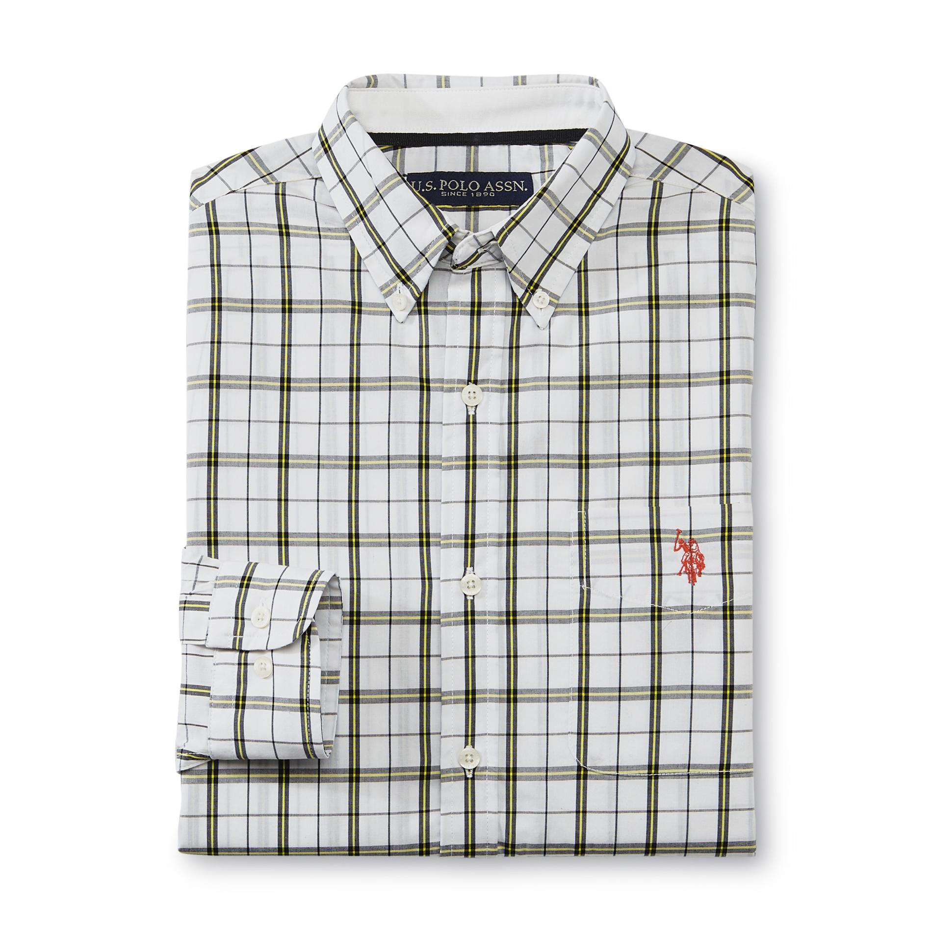 U.S. Polo Assn. Men's Button-Front Shirt - Windowpane Plaid