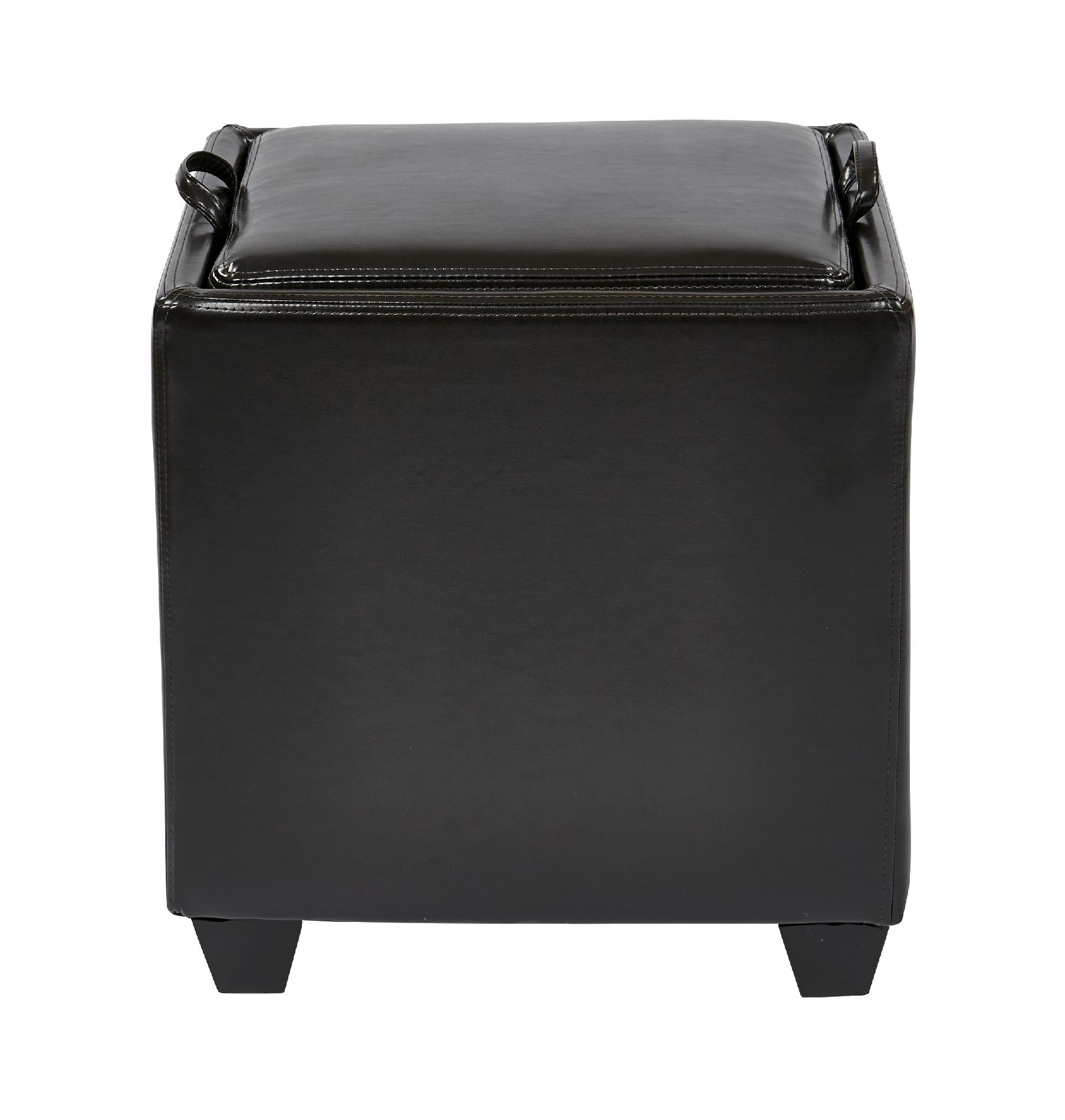 OSP Designs Storage Ottoman with Tray in Eco Leather
