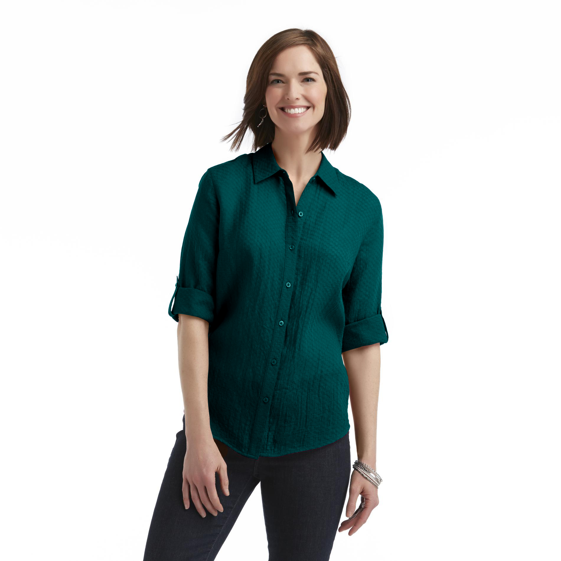 Laura Scott Women's Textured Button-Front Shirt