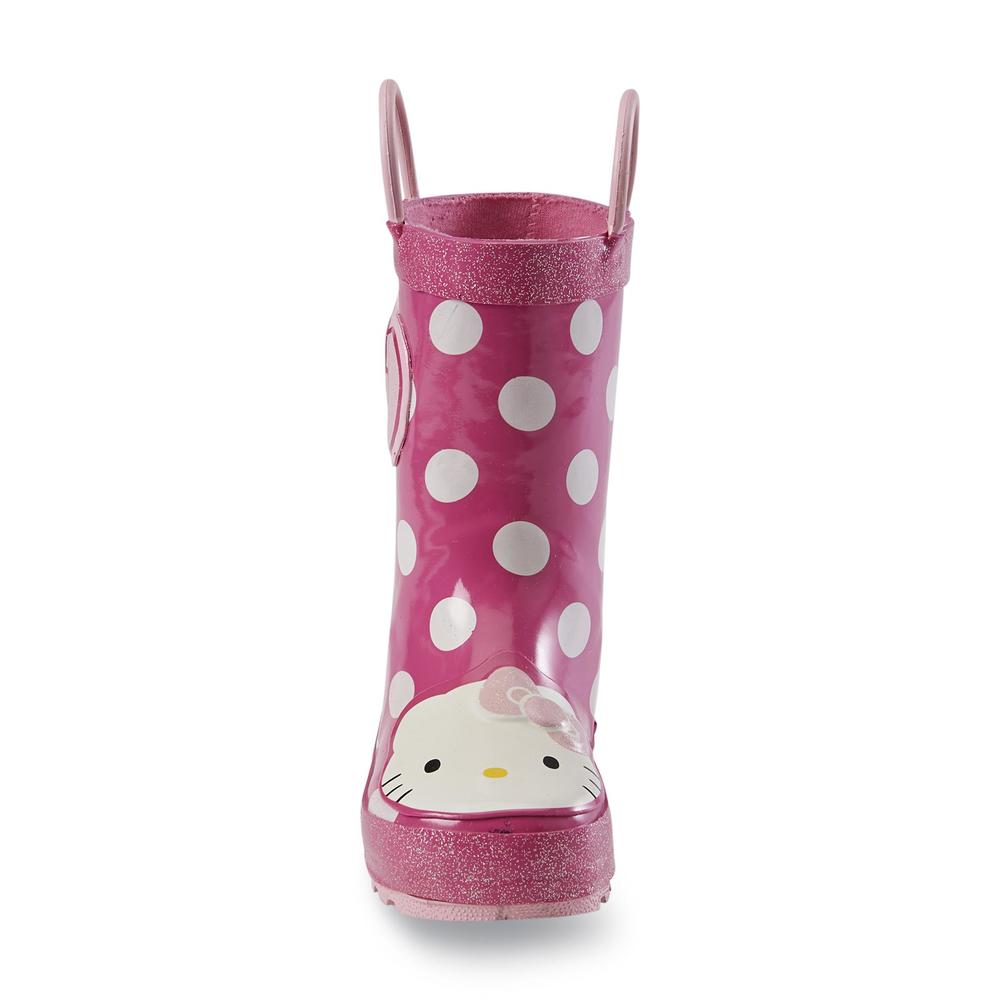 Western Chief Toddler Girl's Hello Kitty Cutie Dot Pink/White Rain Boot