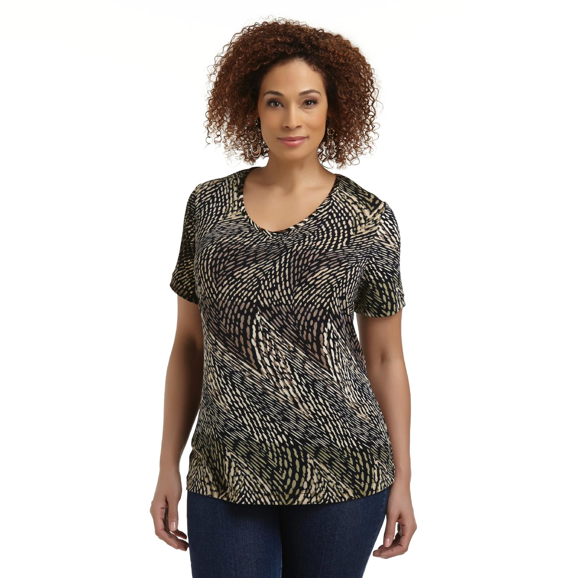 Jaclyn Smith Women's Plus Short-Sleeve Blouse - Abstract Dots