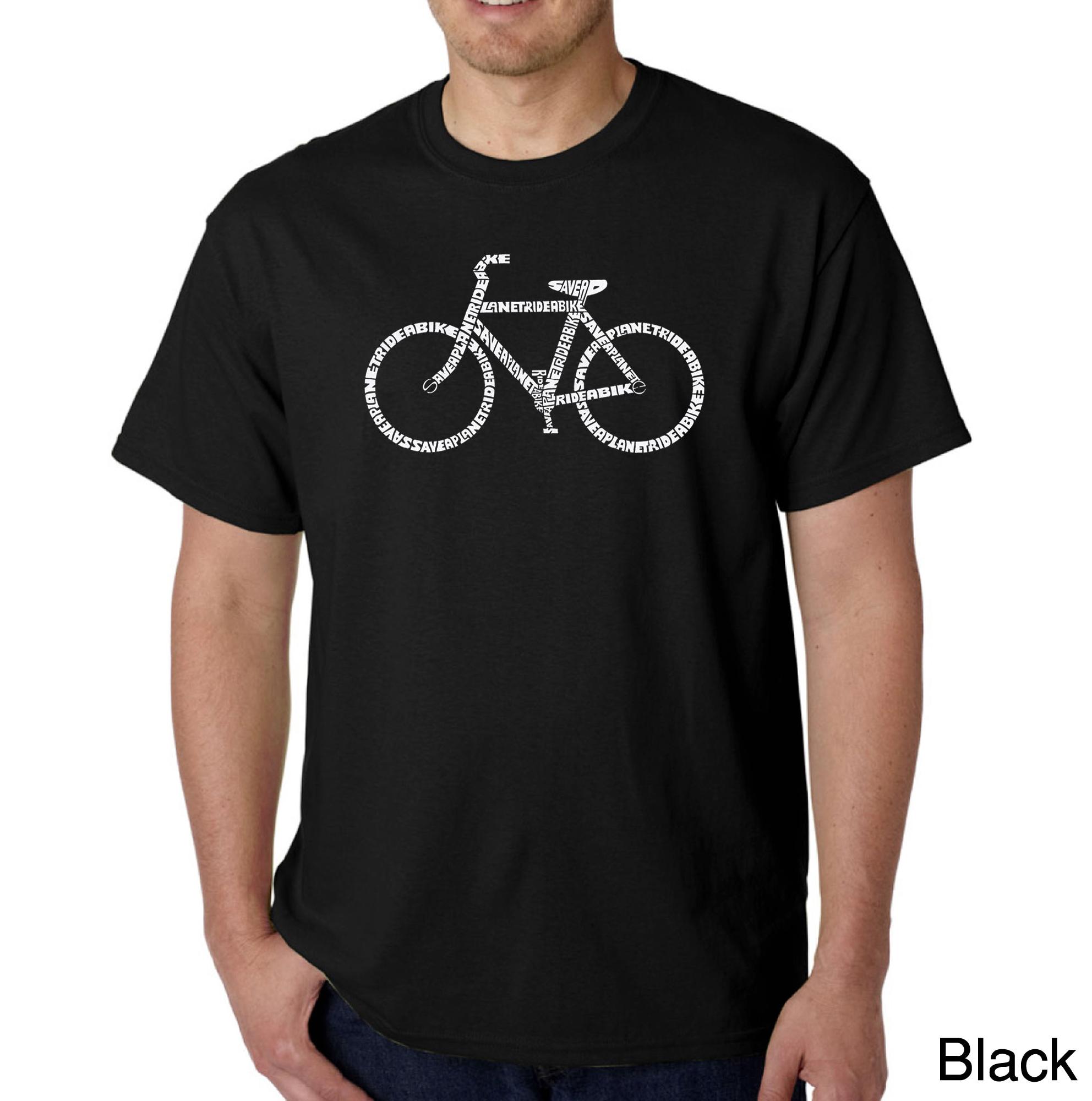 Los Angeles Pop Art Men's Word Art T-shirt - Save a Planet, Ride a Bike