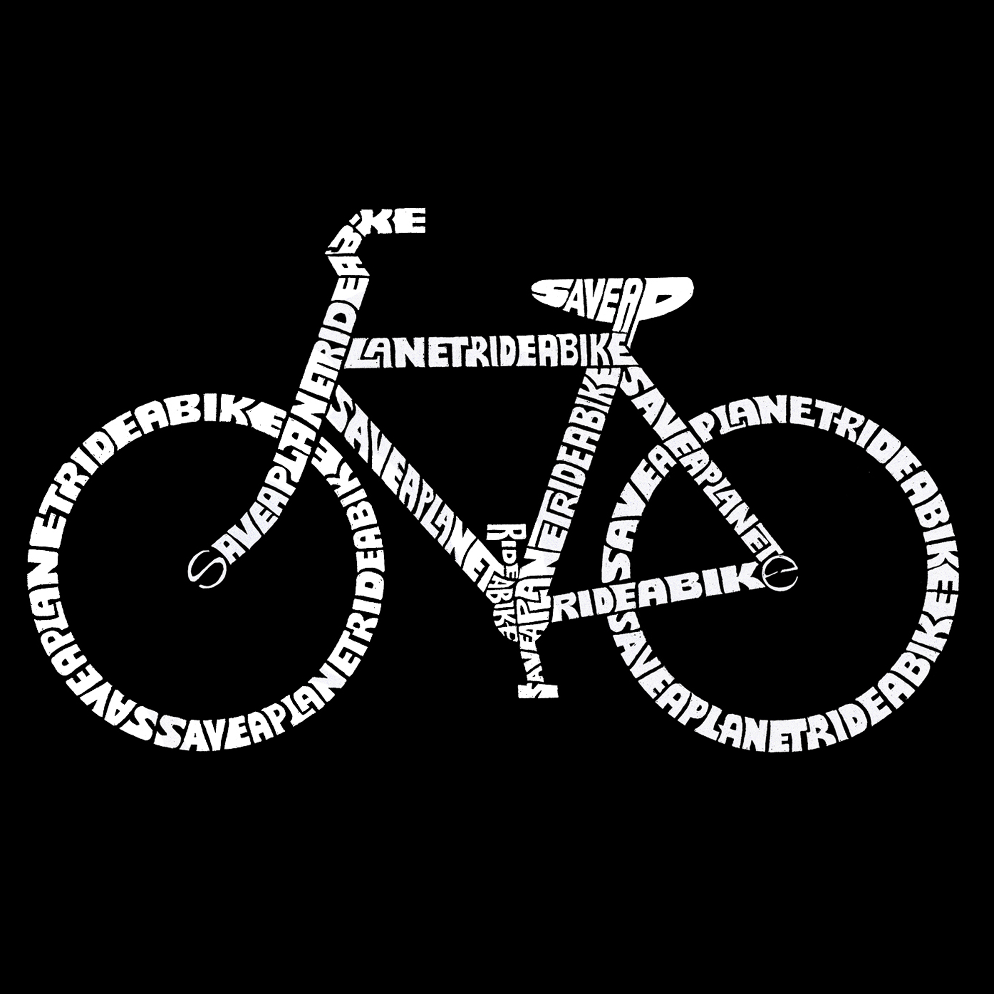 Los Angeles Pop Art Women's Word Art V-Neck T-shirt - Save a Planet, Ride a Bike - Online Exclusive