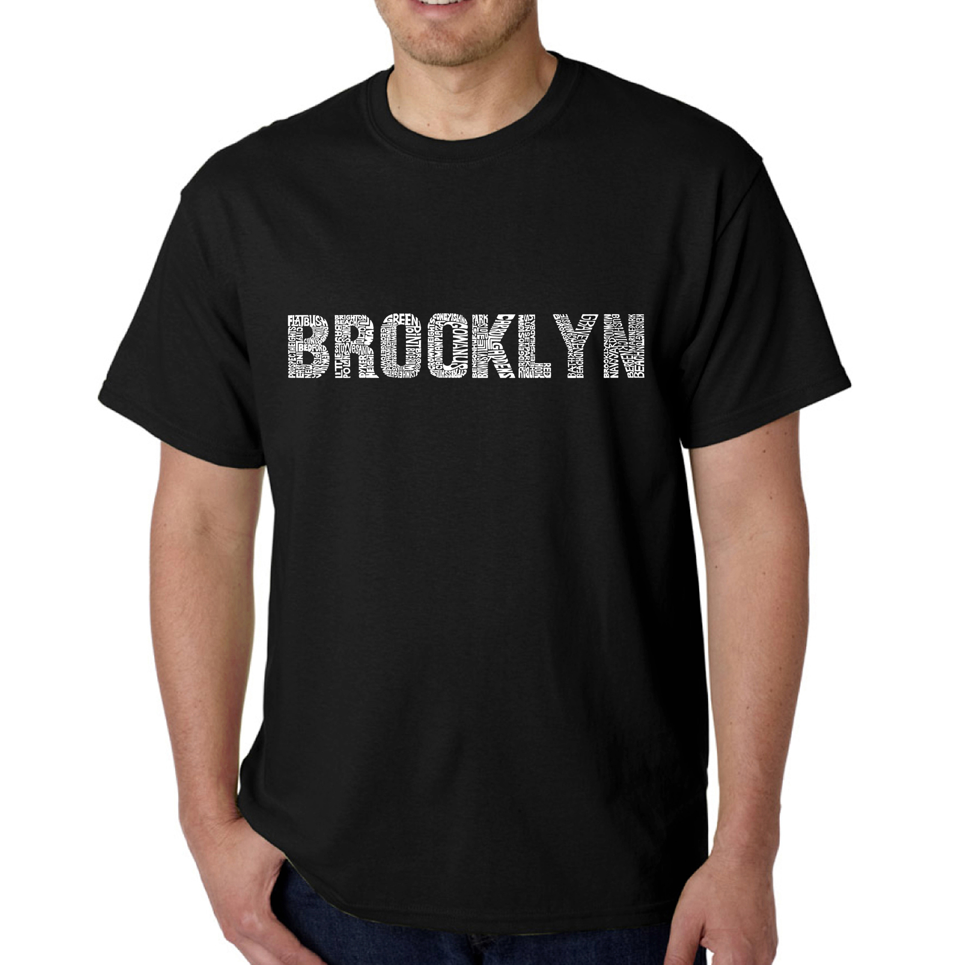Los Angeles Pop Art Men's Big & Tall Word Art T-Shirt - Brooklyn Neighborhoods