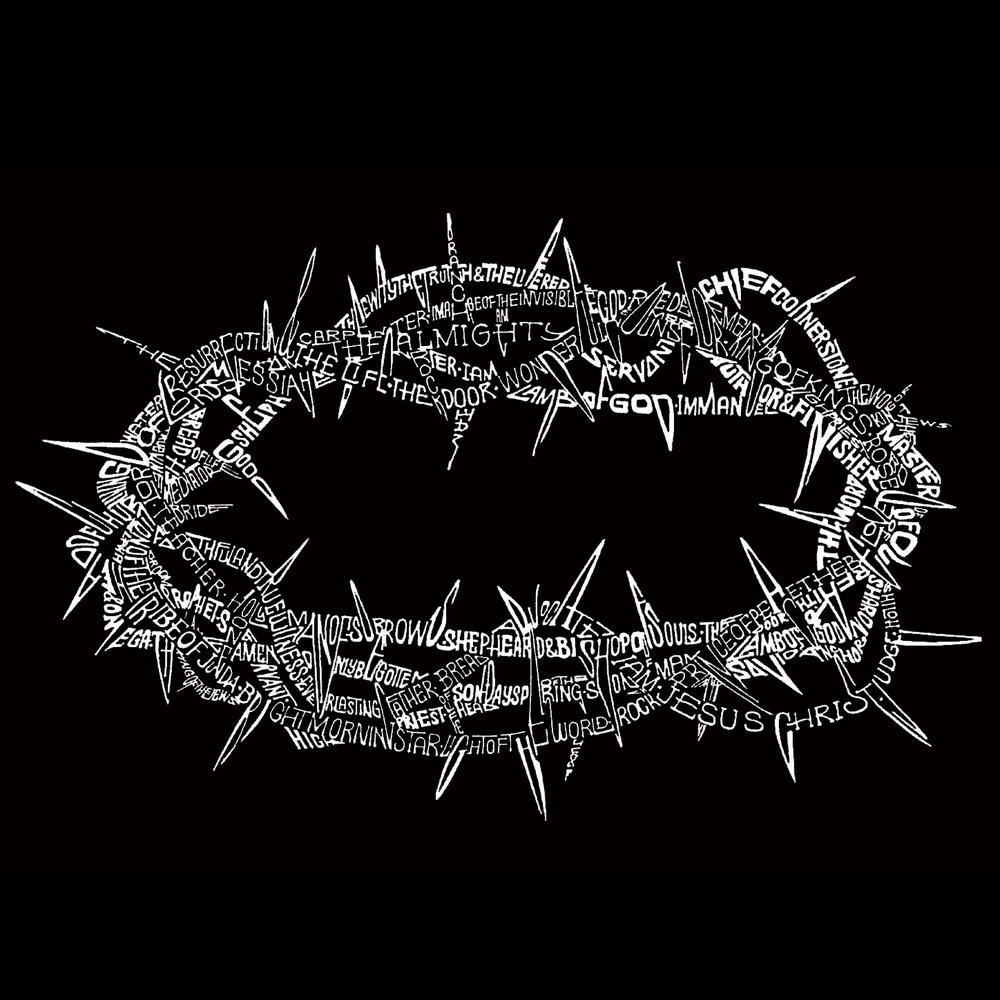 Los Angeles Pop Art Men's Big & Tall  Word Art Long Sleeve T-Shirt - Crown of Thorns